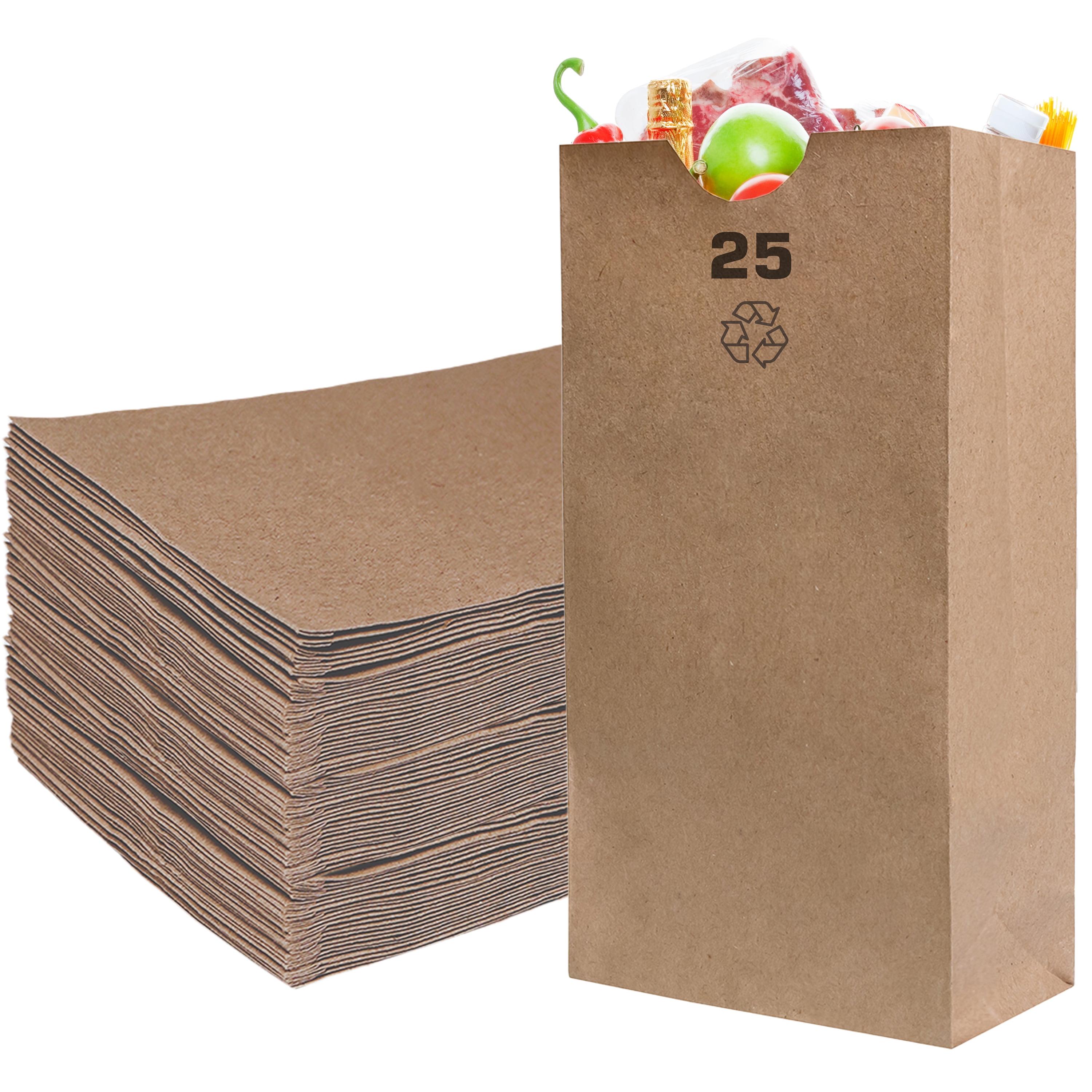Paper Lunch Bags 25 Lb Brown Paper Bags 25LB Capacity - Kraft Brown Paper Bags, Bakery Bags, Candy Bags, Lunch Bags, Grocery Bags, Craft Bags - #25 Large Lunch Paper Bags by EcoQuality (100, #25)
