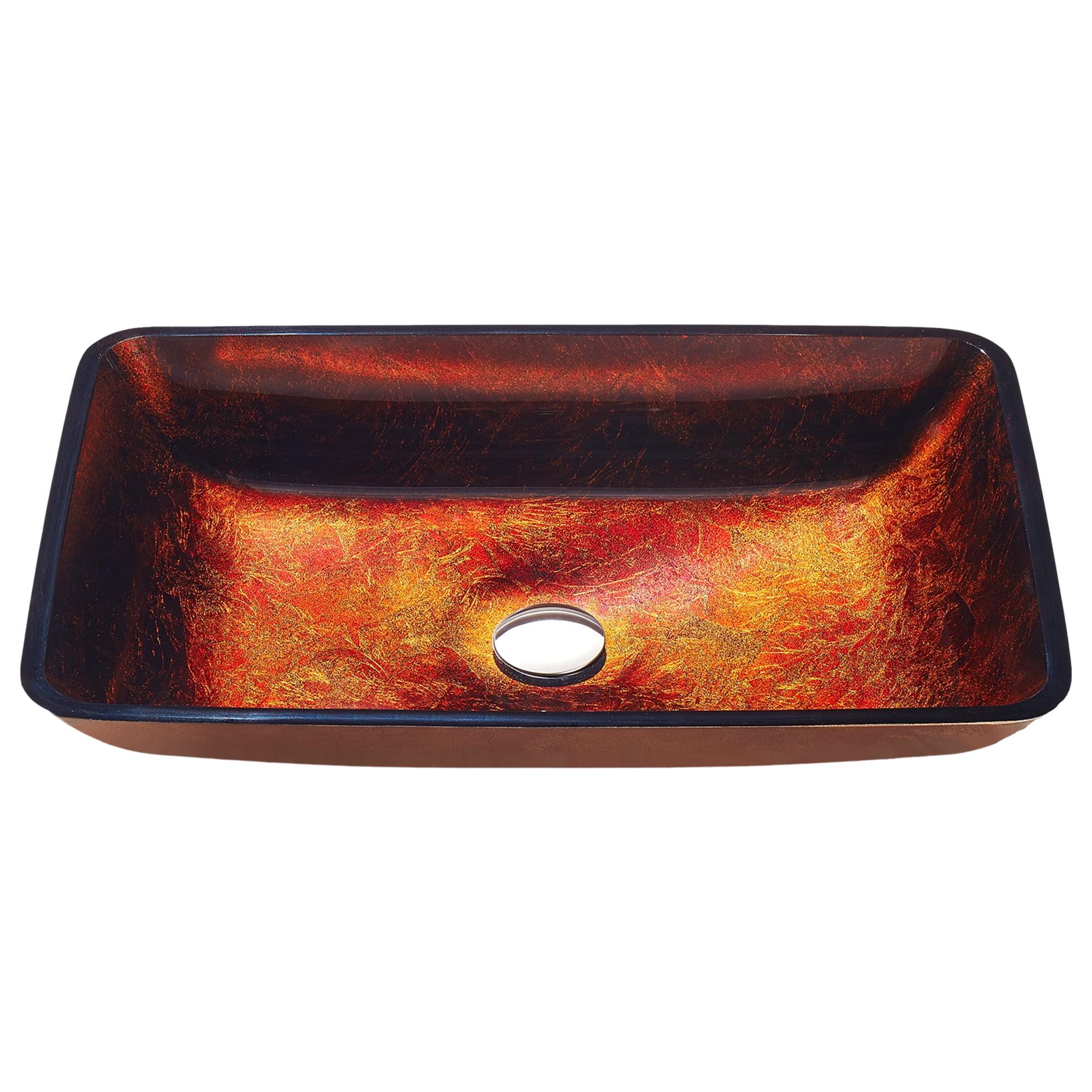 ANZZI 14.6'' Celestial Bronze Glass Rectangular Bathroom Sink