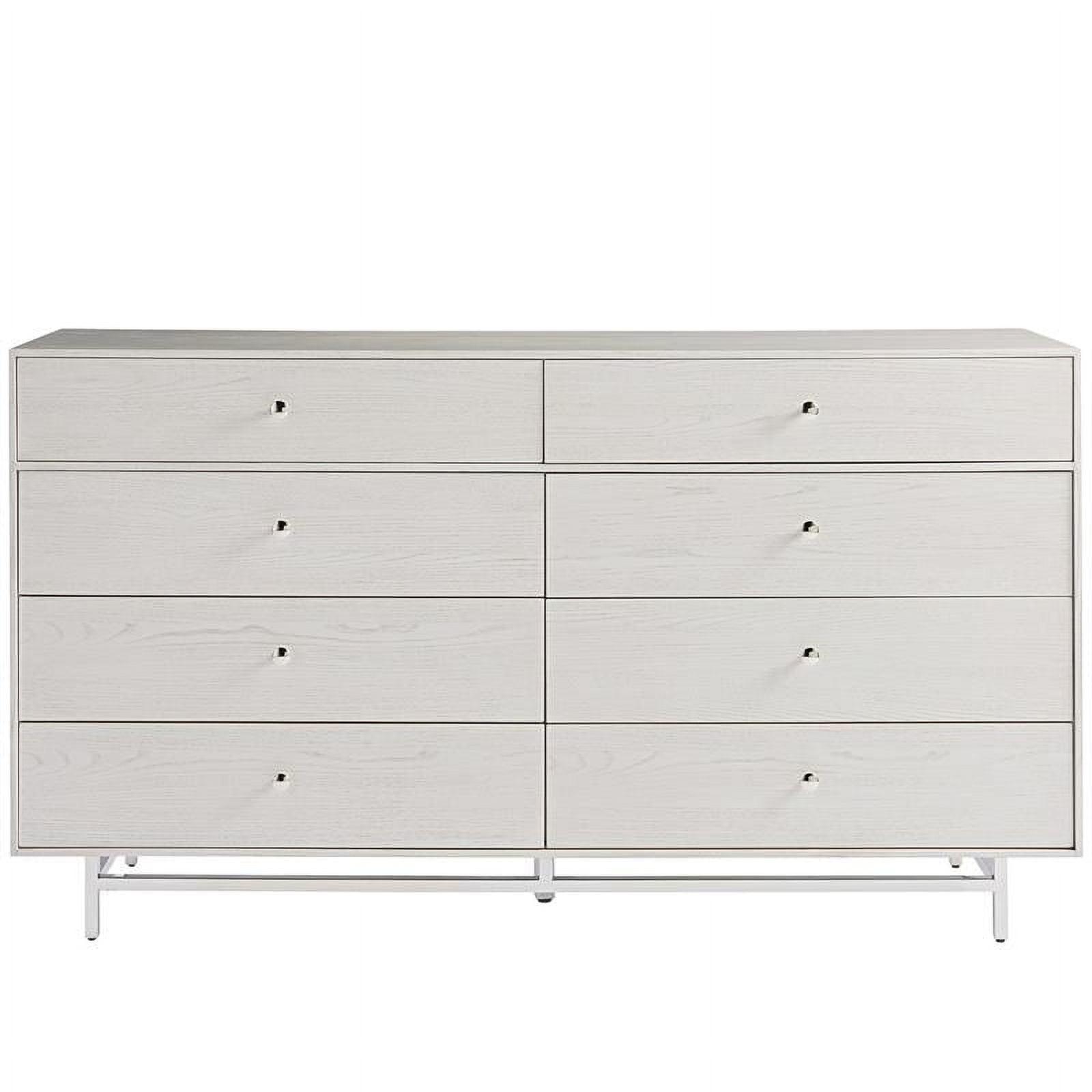 Ivory White Double Dresser with Stainless Steel Base