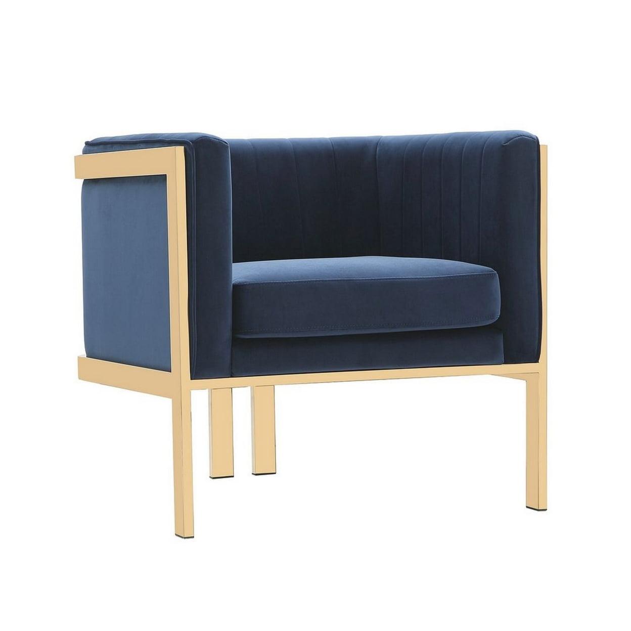 Paramount Royal Blue and Polished Brass Velvet Accent Armchair