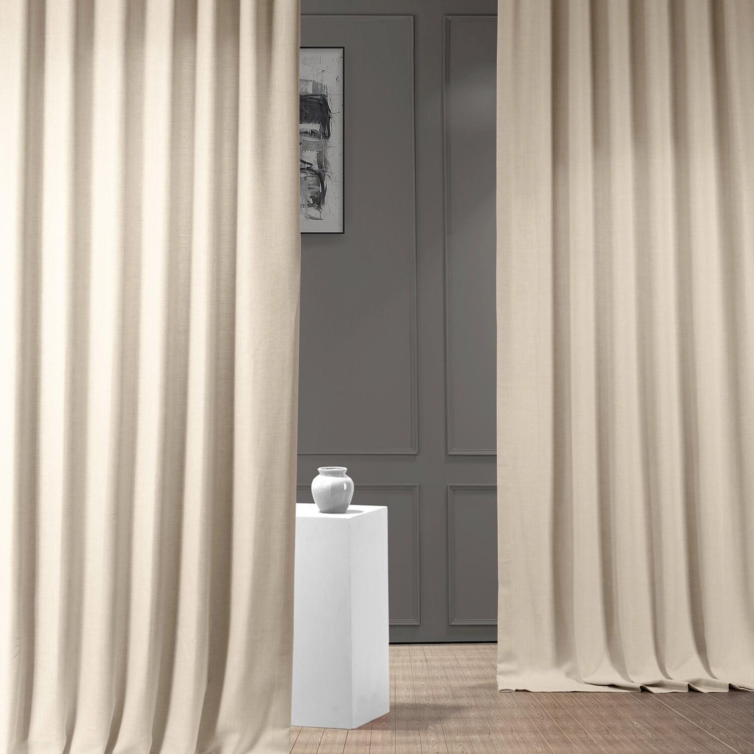 Half Price Drapes Parchment Cream Faux Linen Room Darkening Curtains for Bedroom(1 Panel),50W X 108L