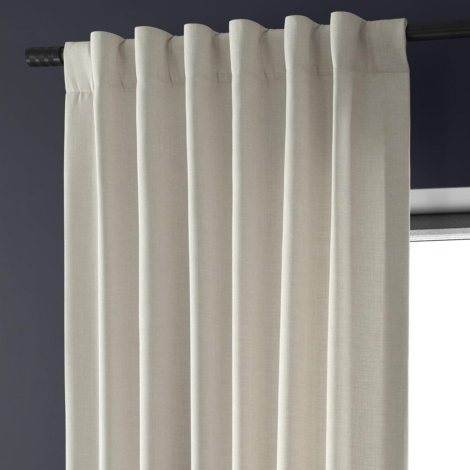 Half Price Drapes Parchment Cream Faux Linen Room Darkening Curtains for Bedroom(1 Panel),50W X 84L