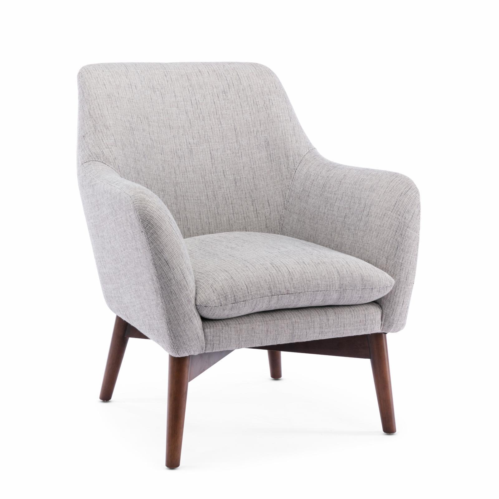 Paris Sea Oat Beige Mid-Century Performance Fabric Accent Chair