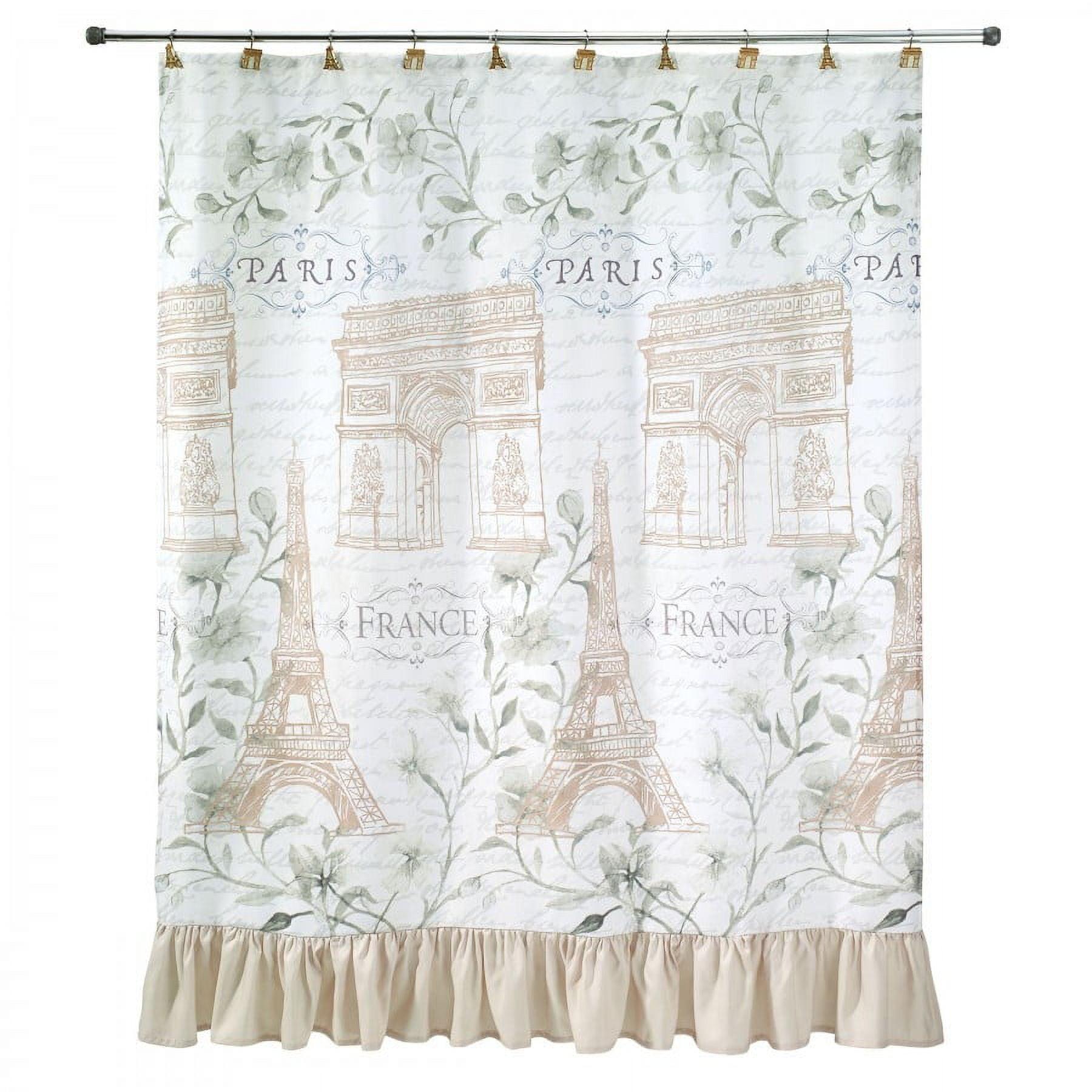 Paris Botanique Ivory and Gold Polyester Shower Curtain