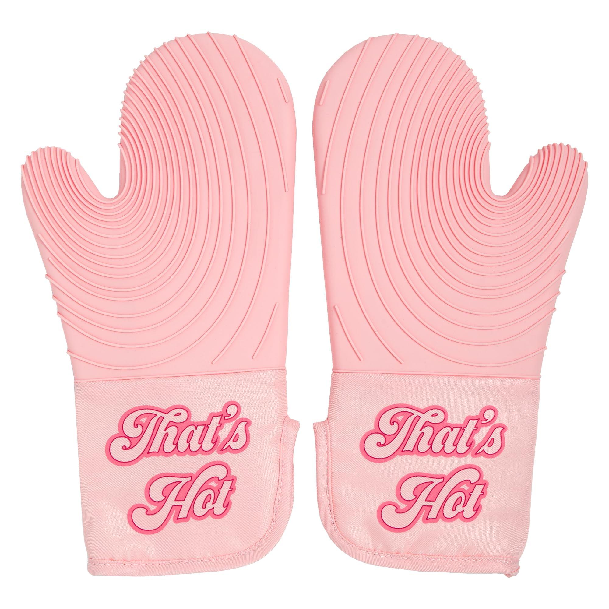 Paris Hilton THAT'S HOT Pink Oven Mitt Set, Heat Resistant Pot Holders Featuring Non-Slip Textured Silicone Grips, 2-Piece Set, Pink YUN8 YUN8