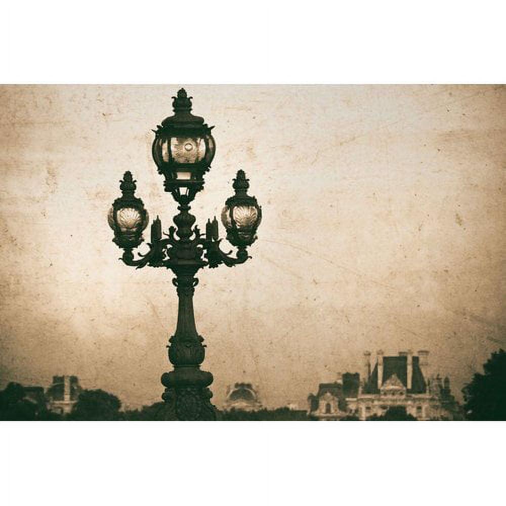 Vintage Paris Lamppost Canvas Print with Gold Accents