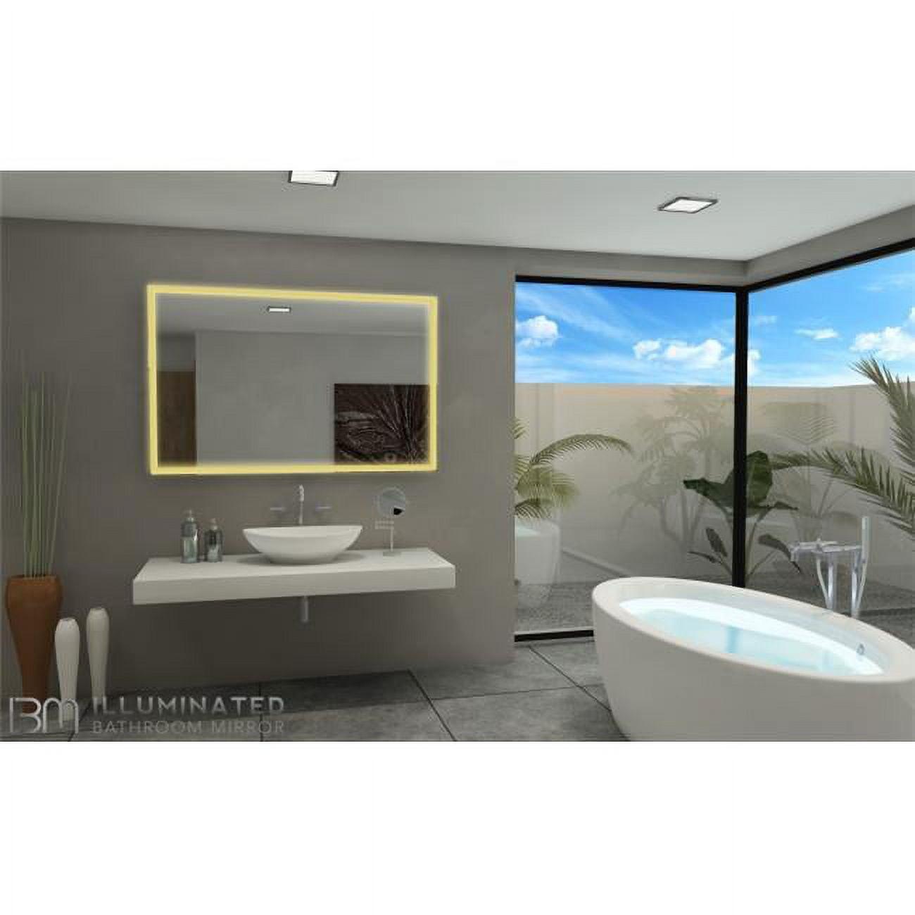 Rectangular Silver LED Bathroom Vanity Mirror