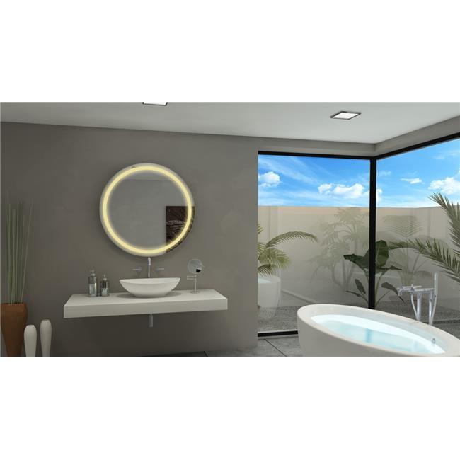 36" Round Frameless LED Lighted Bathroom Mirror