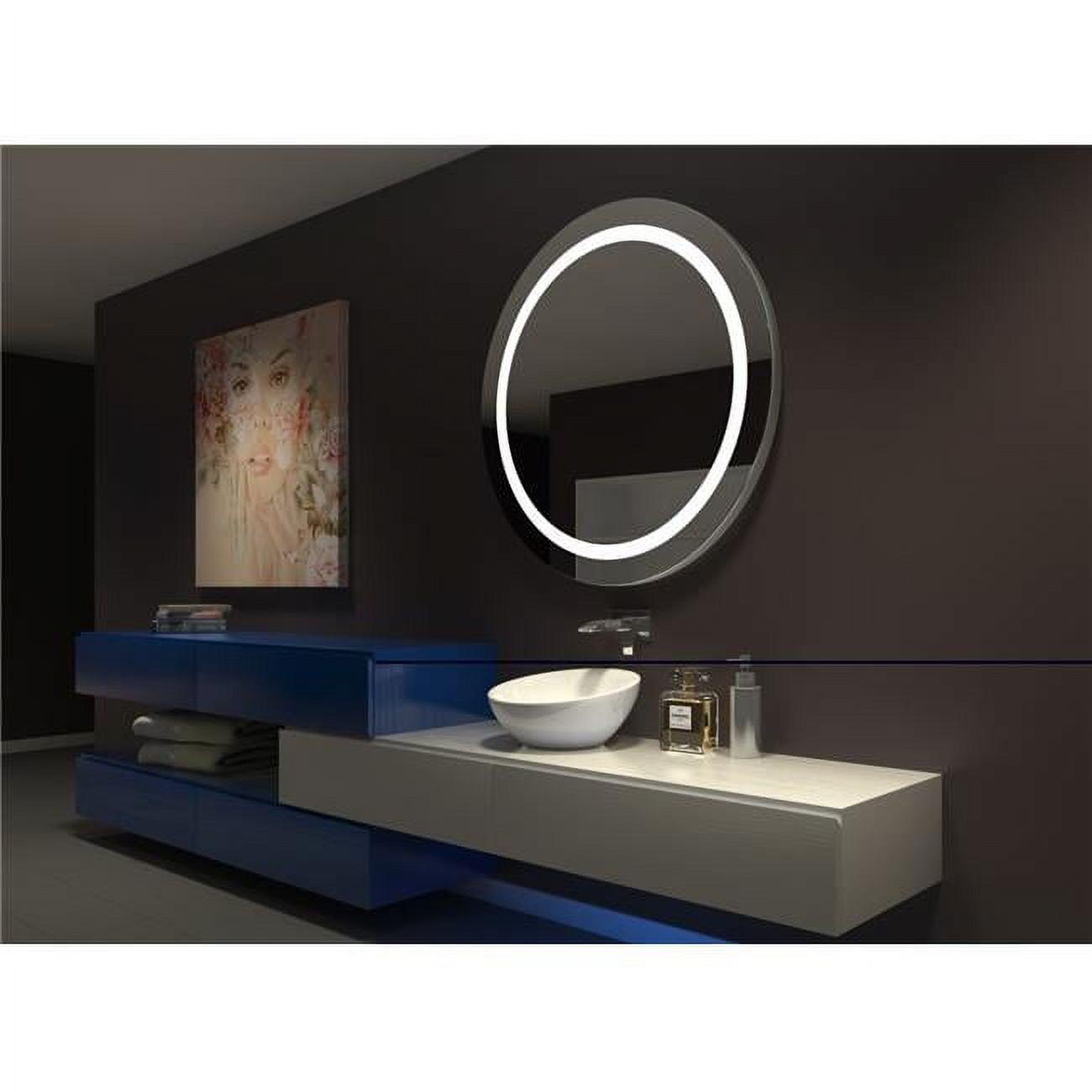 Elegant Harmony 44" LED-Lit Polished Edge Round Mirror