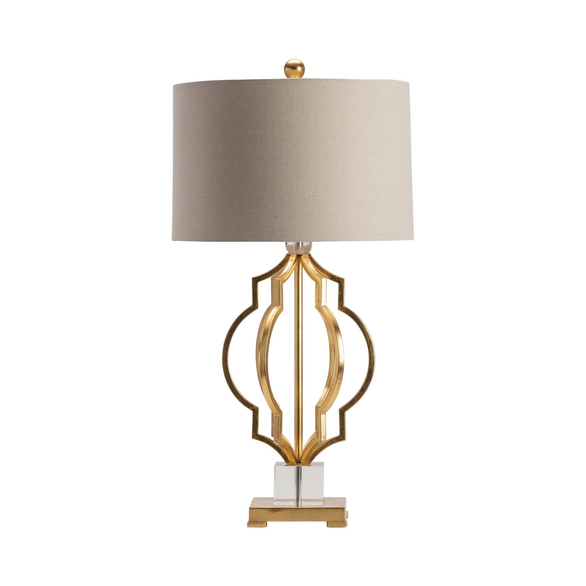Parisian 33.5-Inch Gold Leaf and Crystal Table Lamp