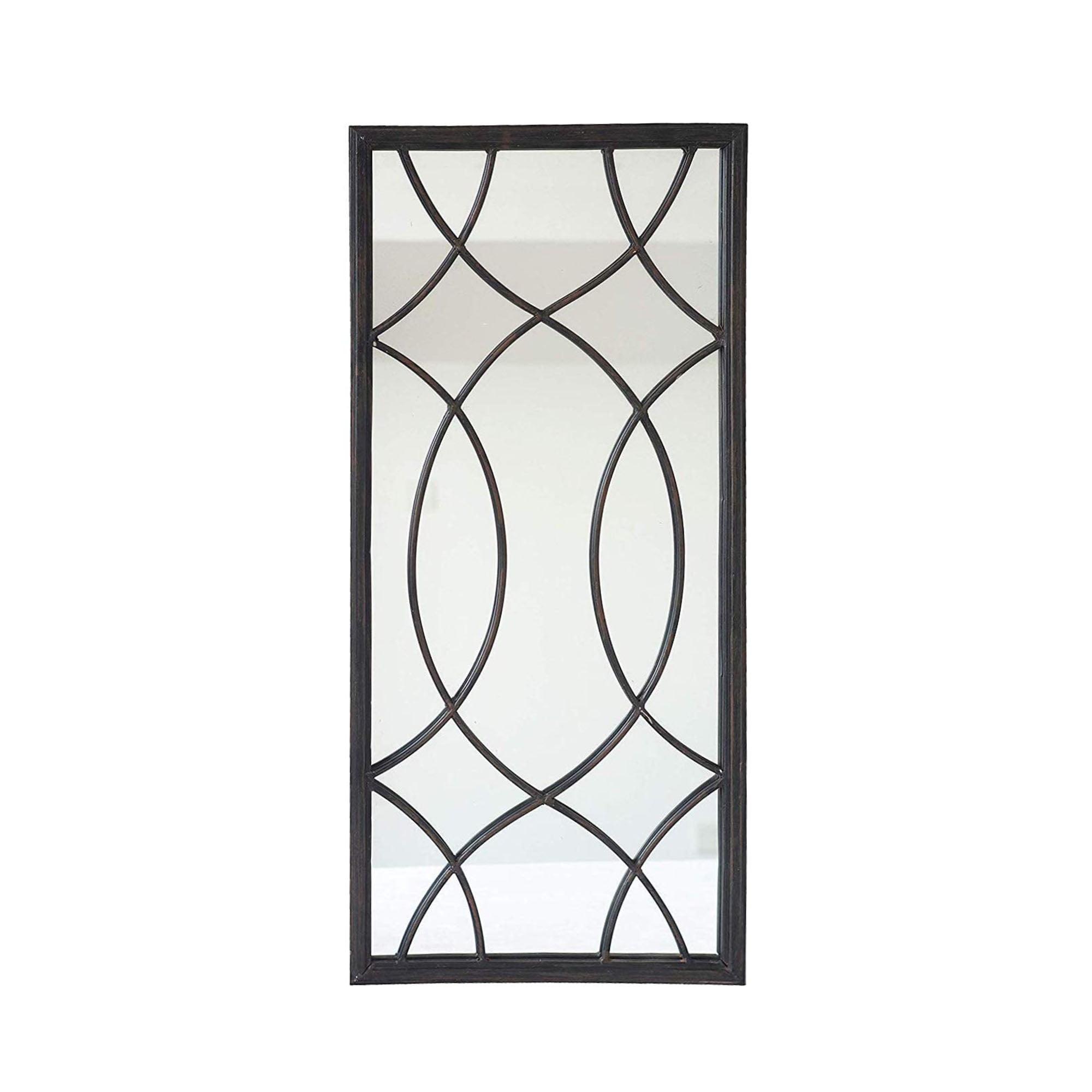 Parisloft Rectangle Window Pane Metal Wall Mirror, Black, 27.75" H