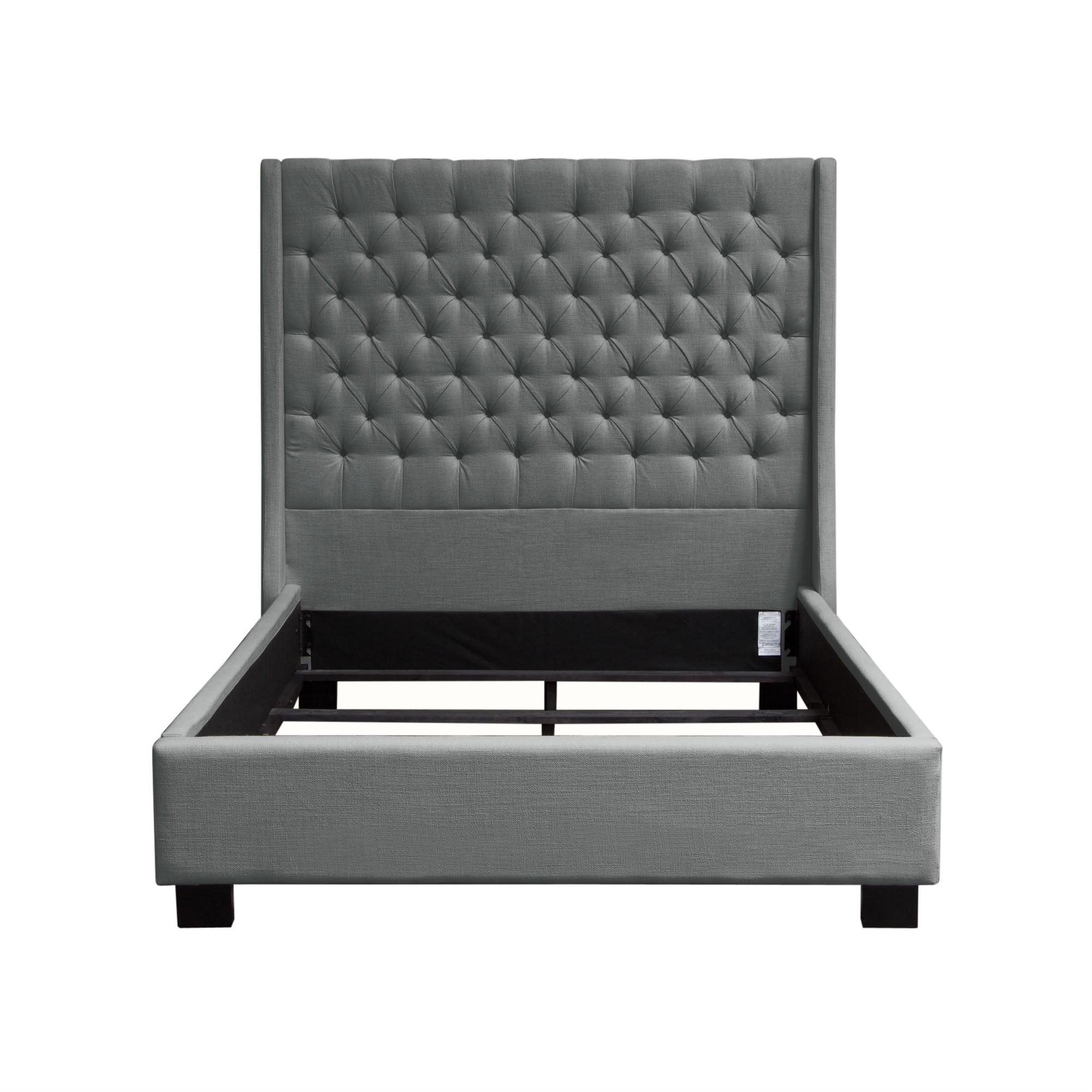 Park Ave Queen Tufted Wing Bed by Diamond Sofa - Grey