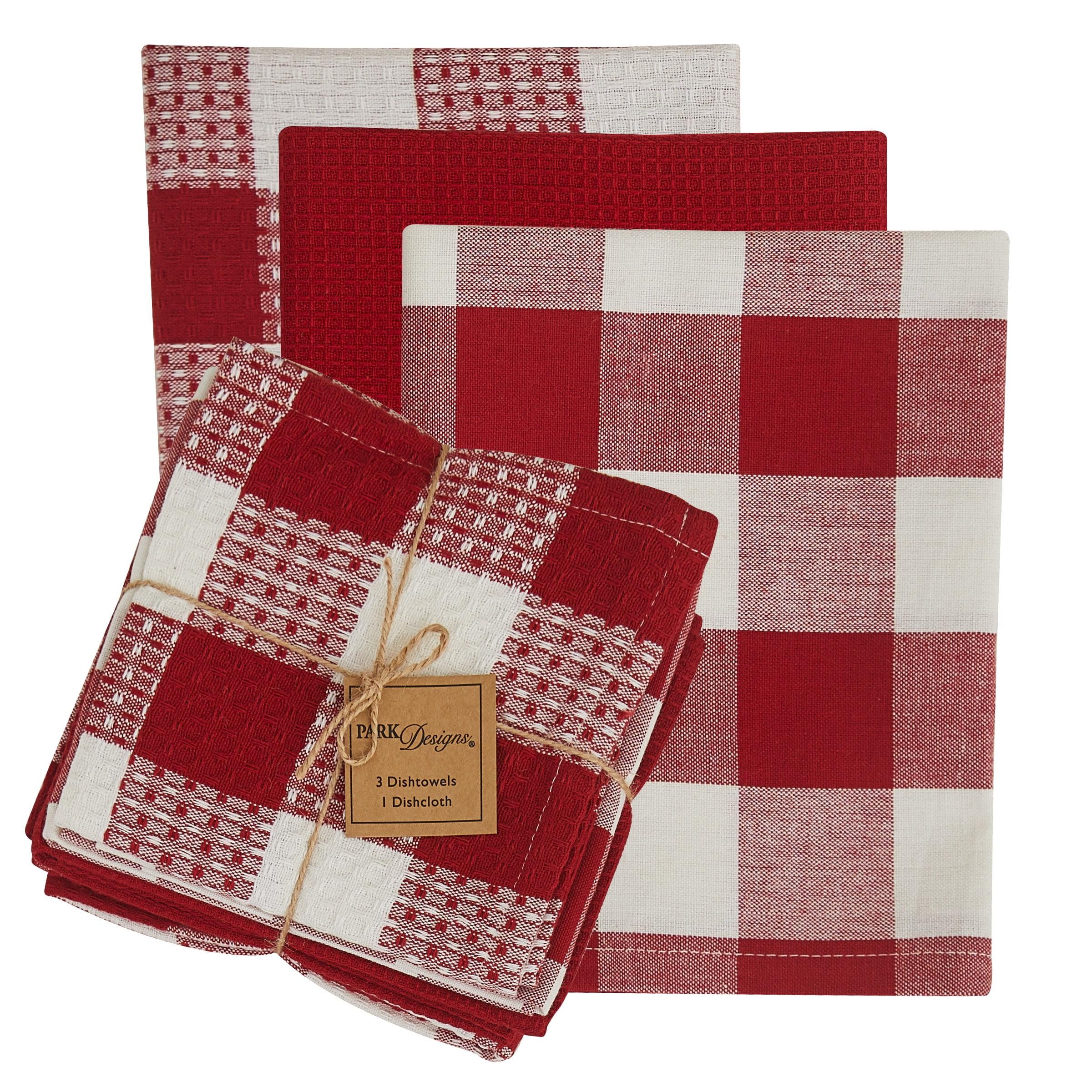 Park Designs Buffalo Check Dishtowel Set - Red & Cream