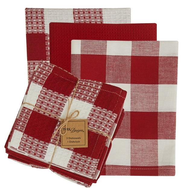 Park Designs Buffalo Check Dishtowel Set - Red & Cream