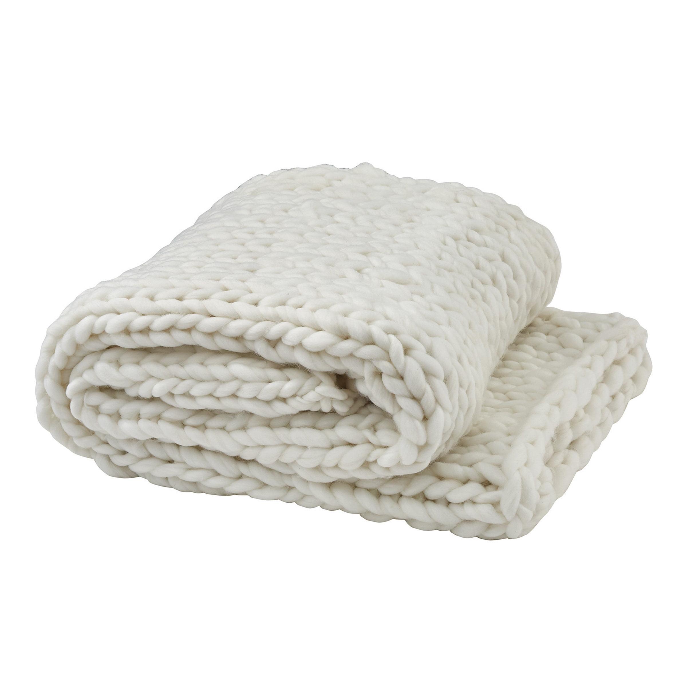 Luxurious Hand-Knitted Cozy Cotton Throw - White 11"