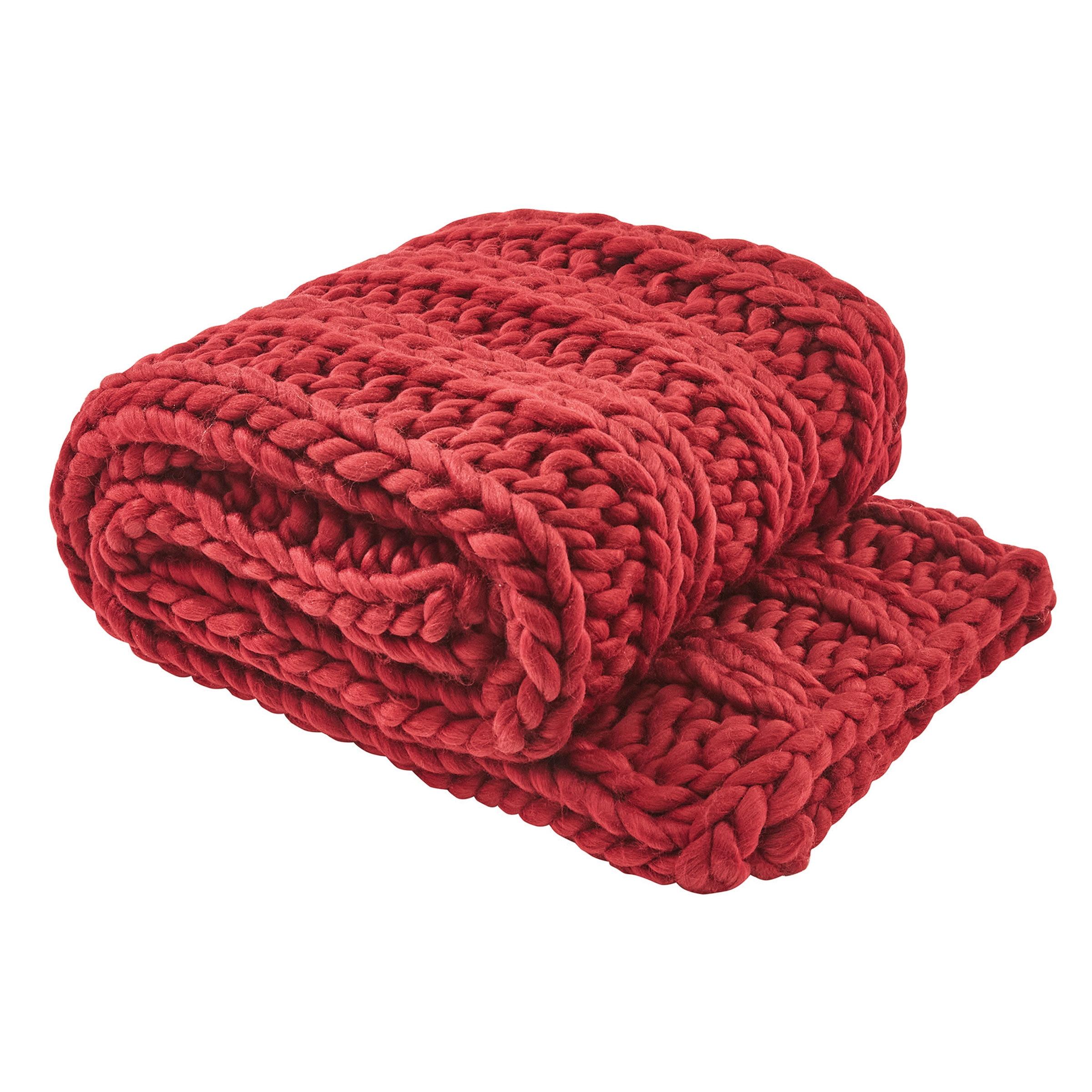 Garnet Chunky Ribbed Knit Cotton Throw Blanket