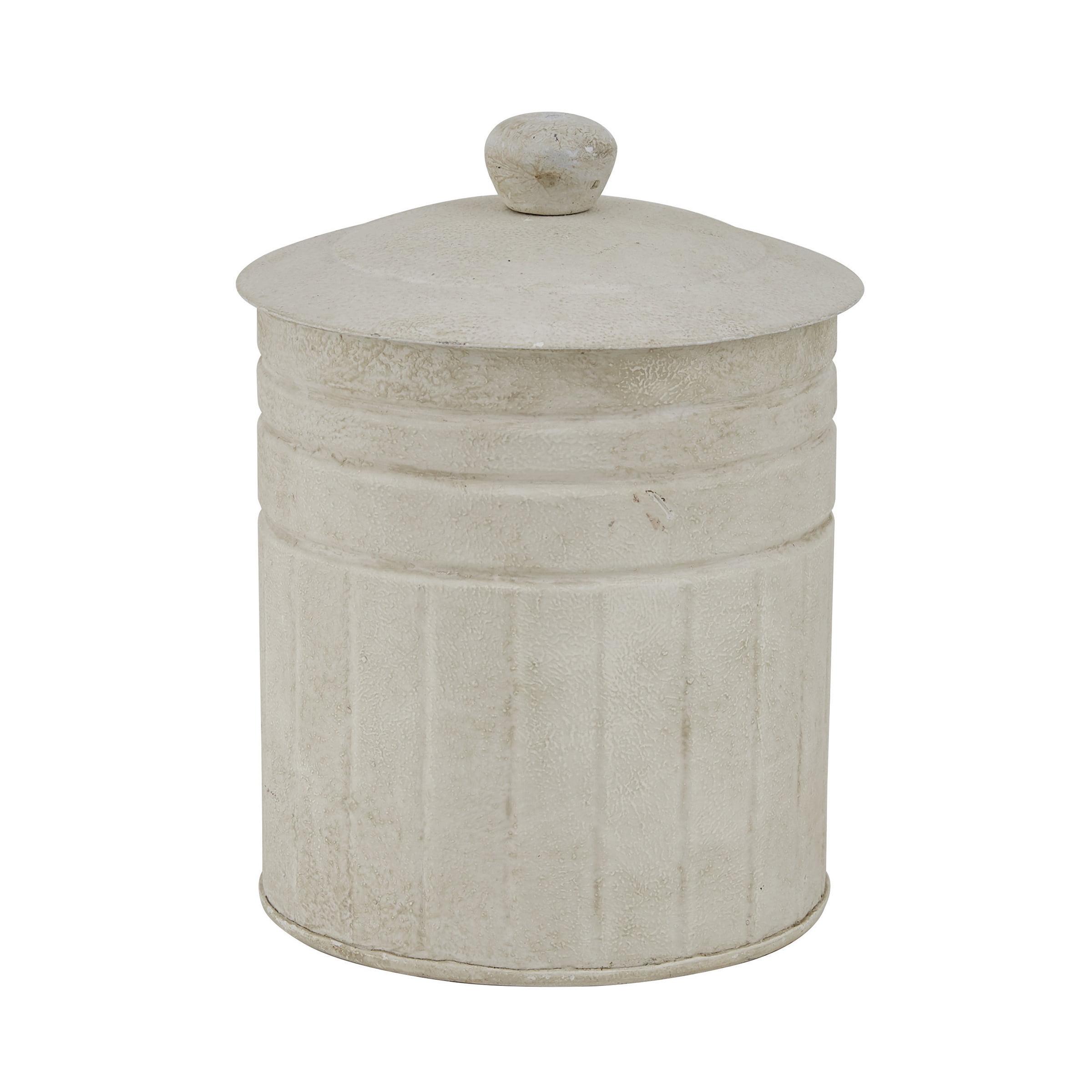 White Retro Metal Kitchen Canisters Set with Airtight Seals