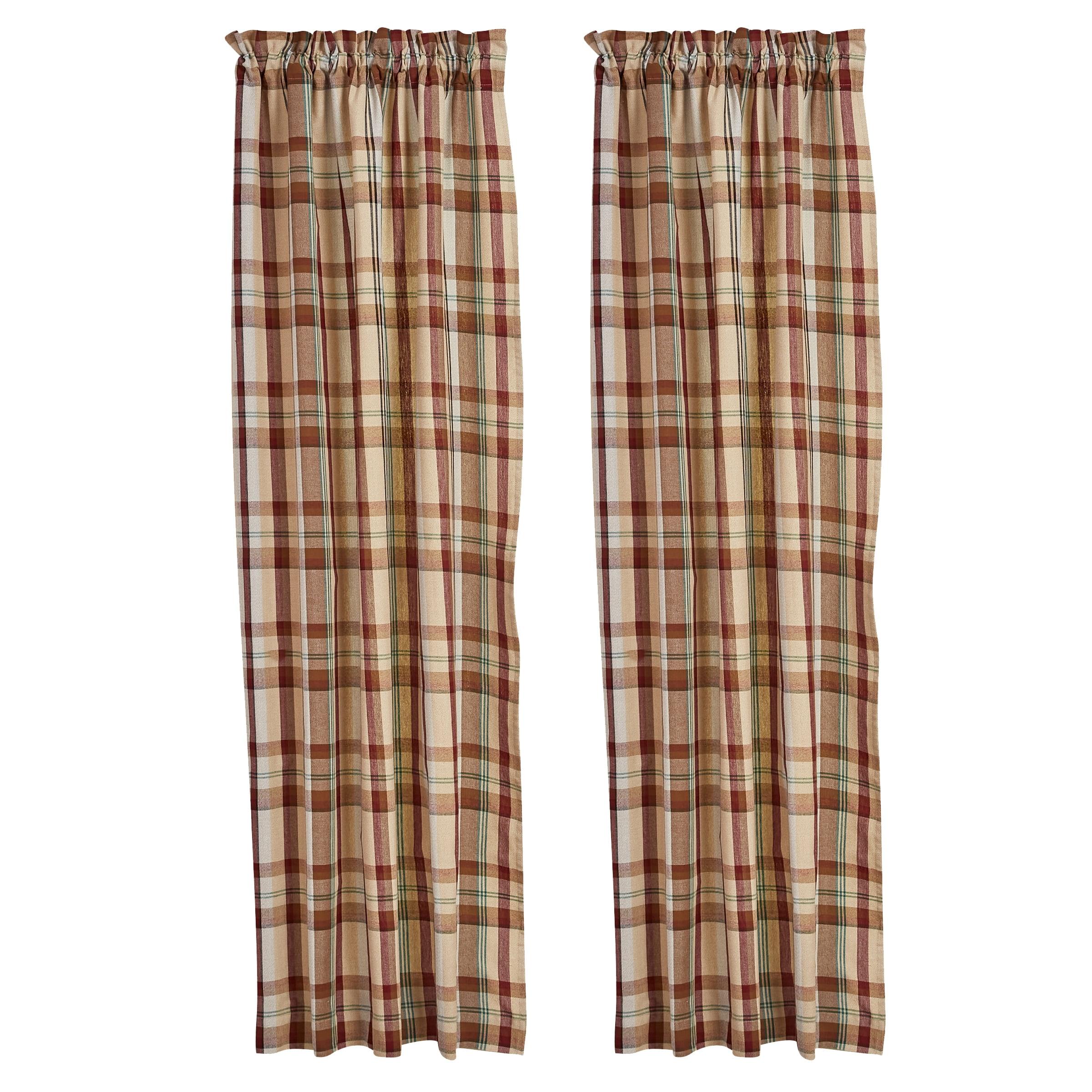 Rustic Plaid Cotton Light-Filtering Rod Pocket Curtains