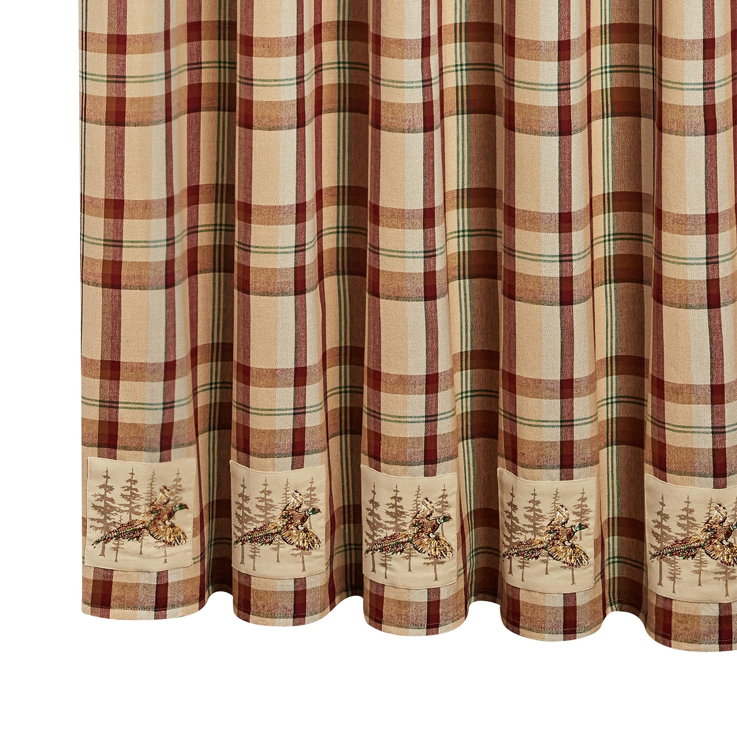 Park Designs Gamekeeper Plaid Pheasant Patch Shower Curtain