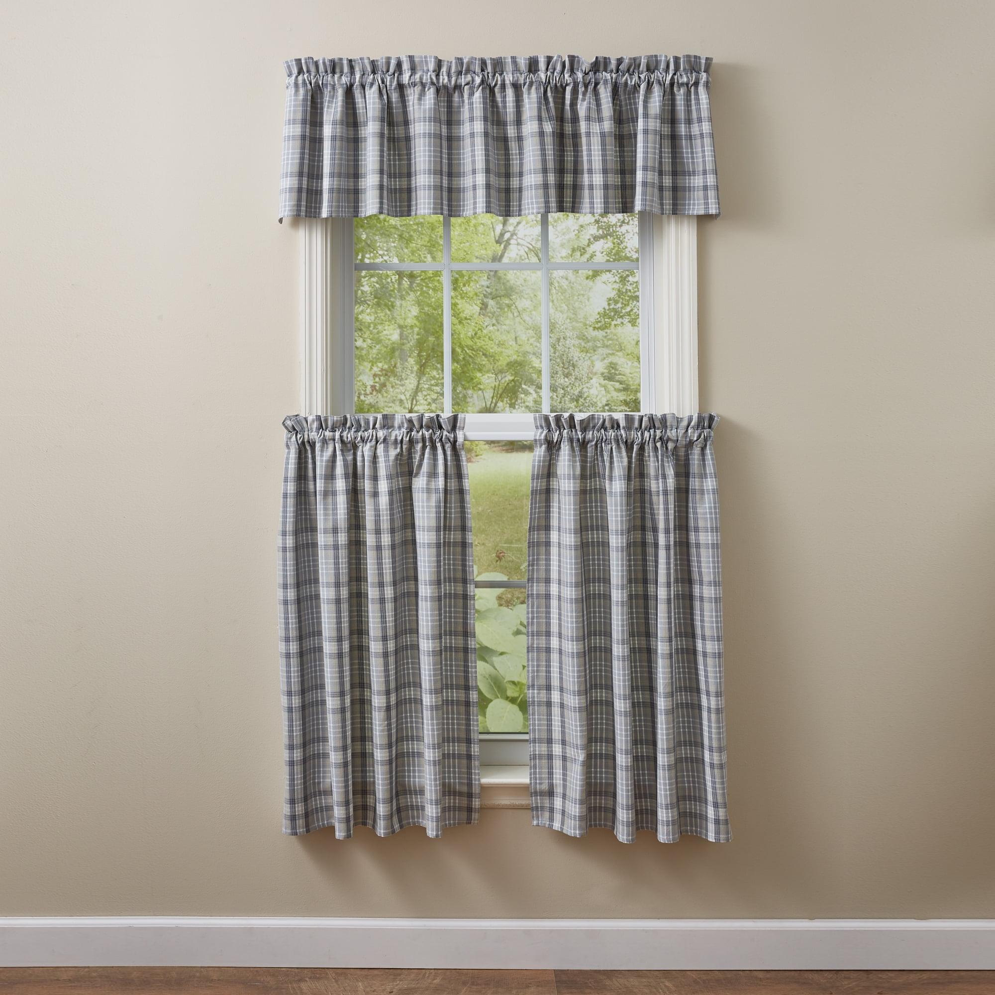 Gray Cotton Plaid Rod Pocket Window Tiers 72'' x 36''