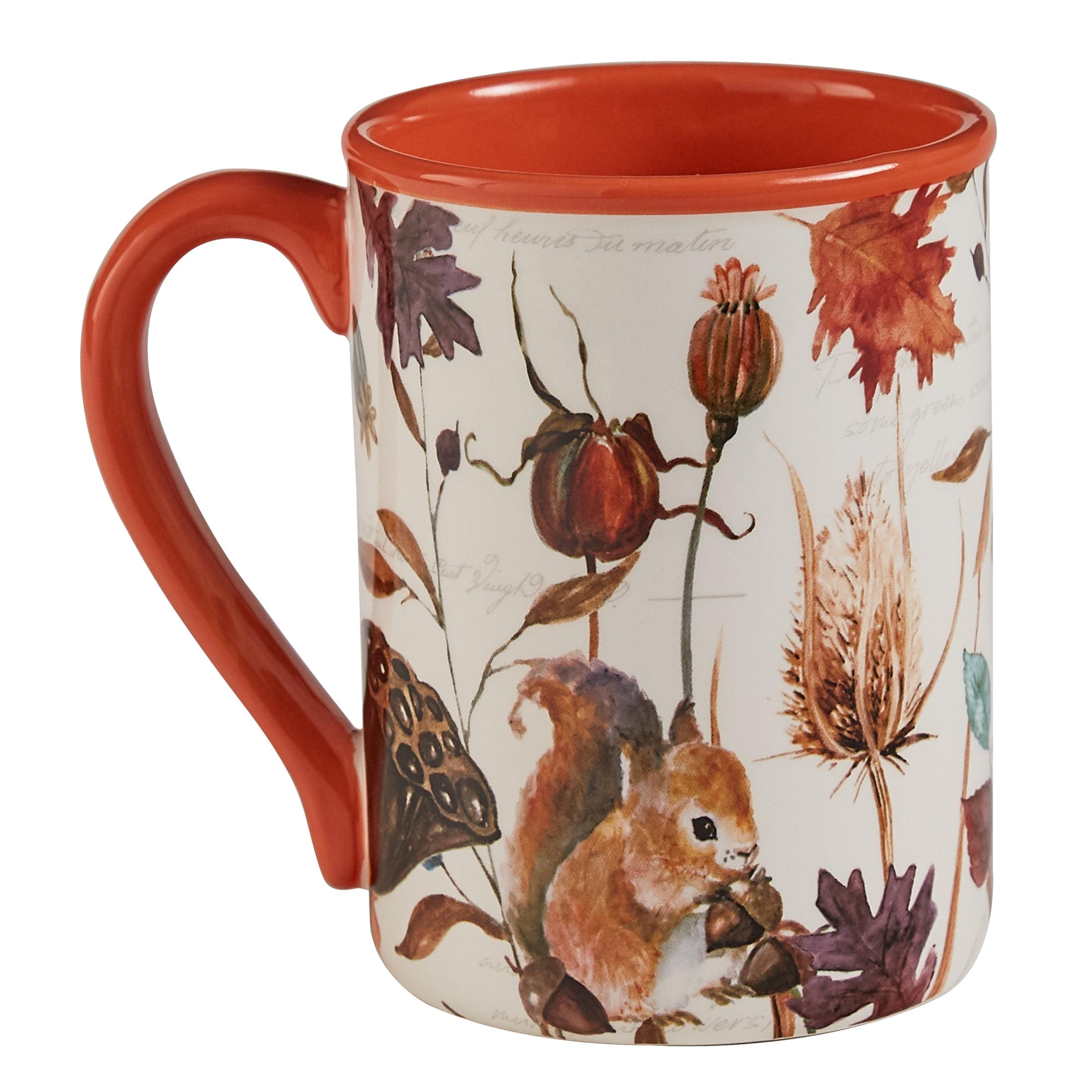 Autumn Harvest Ceramic Mug Set with Fall Motifs