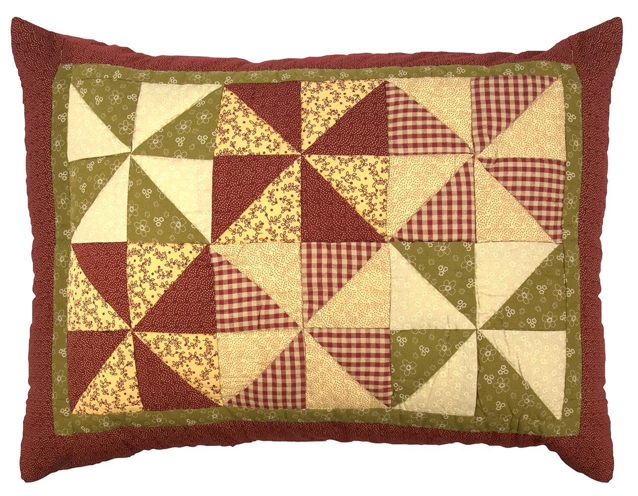 Mill Village Red and Green Cotton Standard Sham