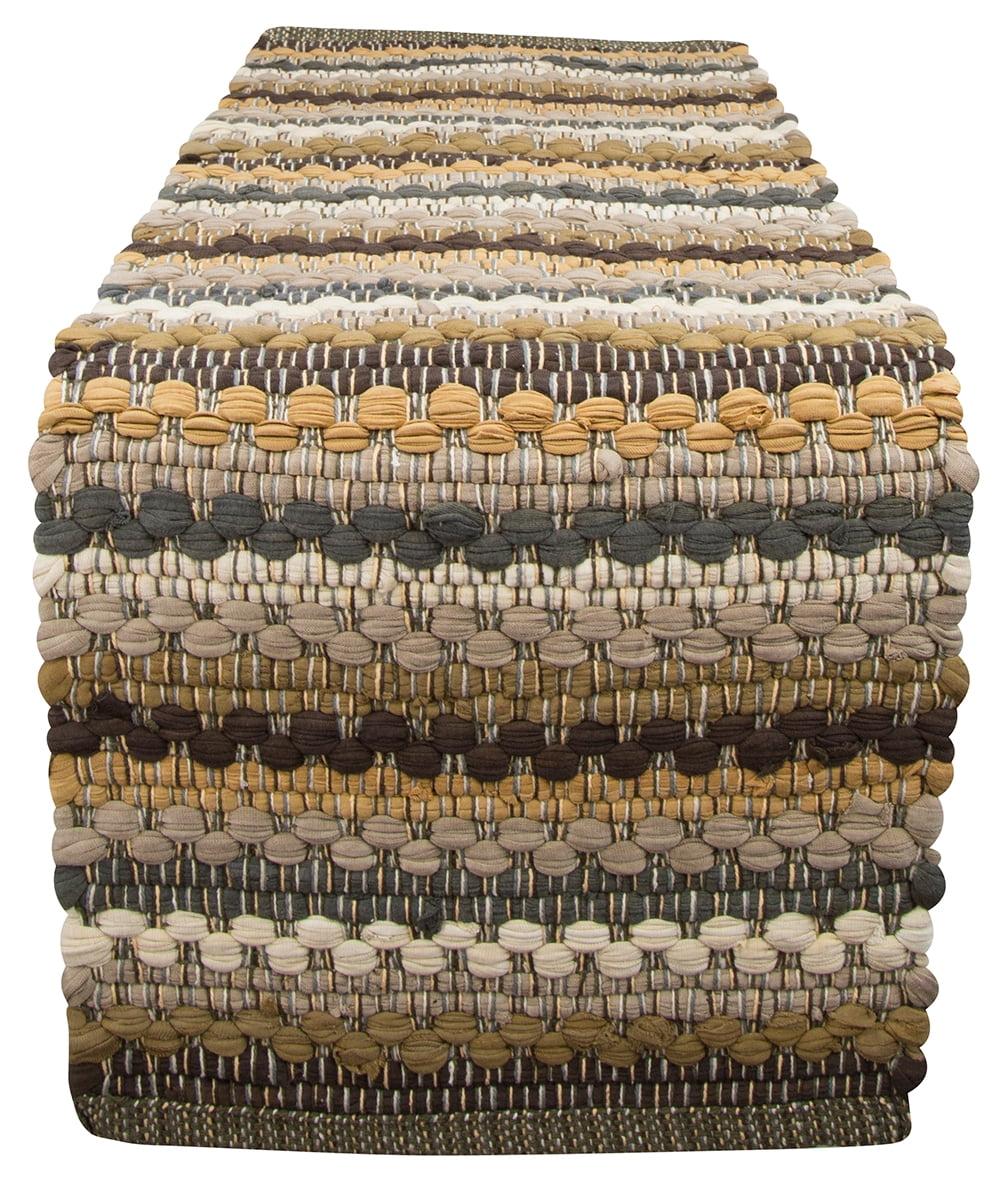 Earthy Striped Cotton Chindi Table Runner 13" x 54"