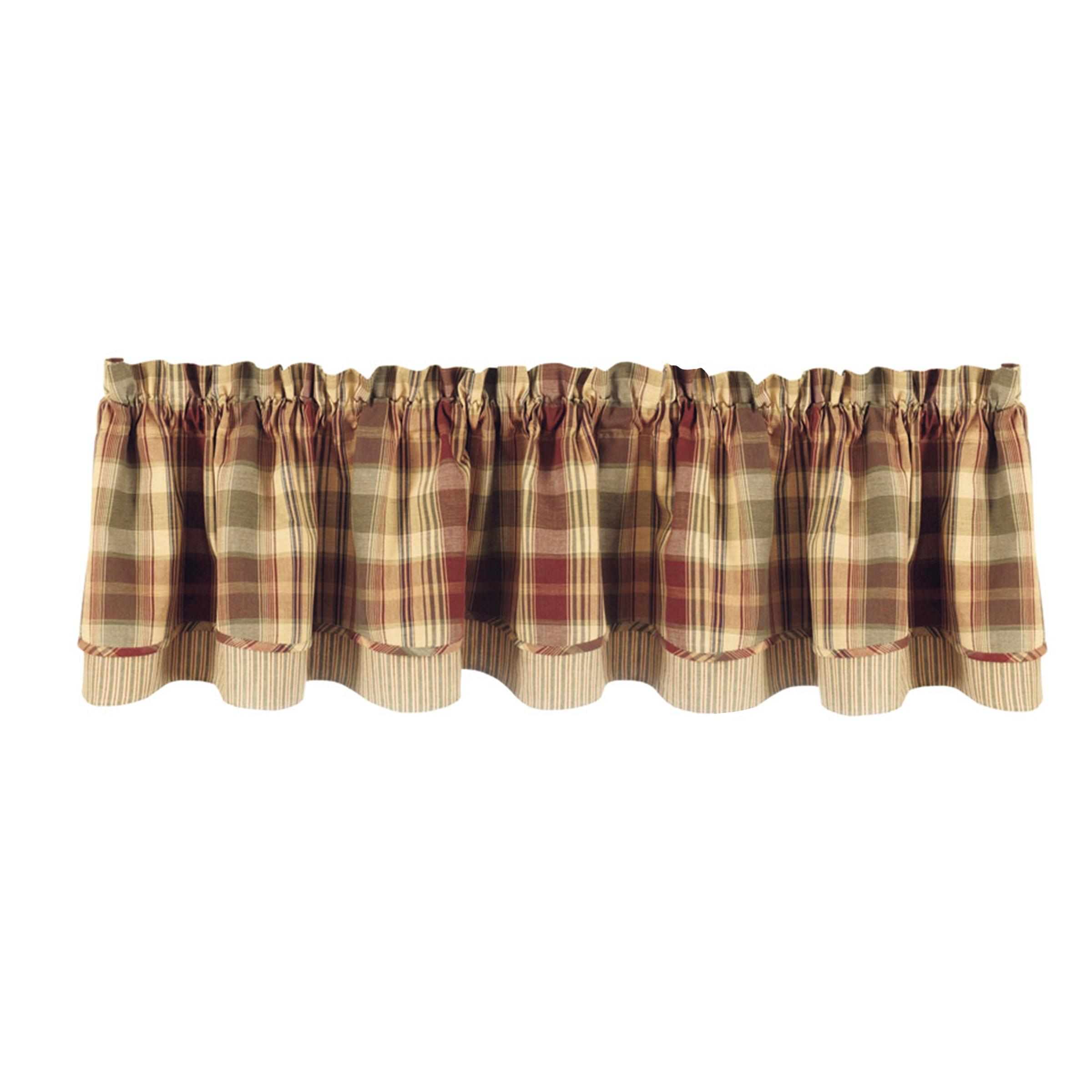 Red and Tan Plaid Cotton Rod Pocket Valance