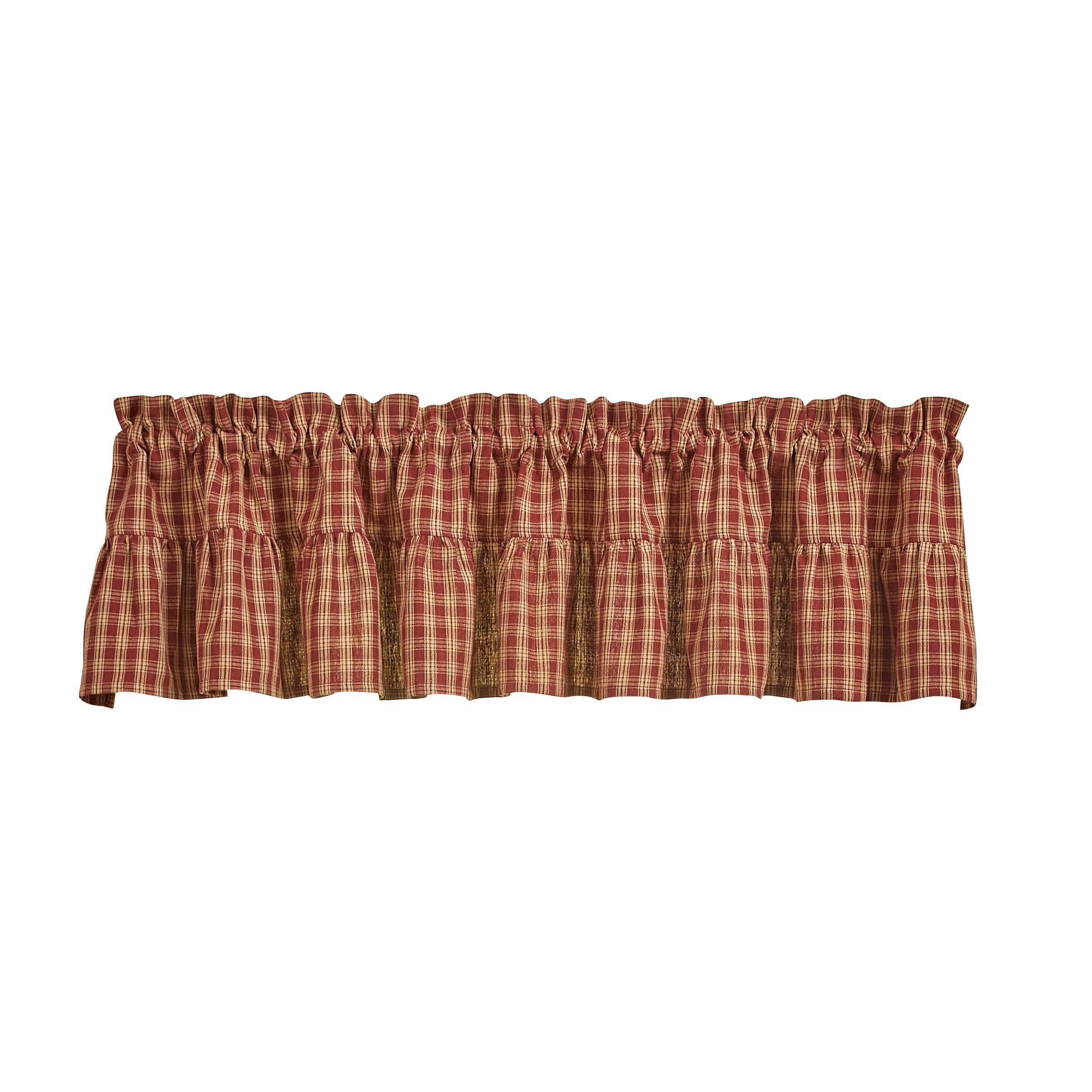 Red Plaid Ruffle Rod Pocket Valance 72"