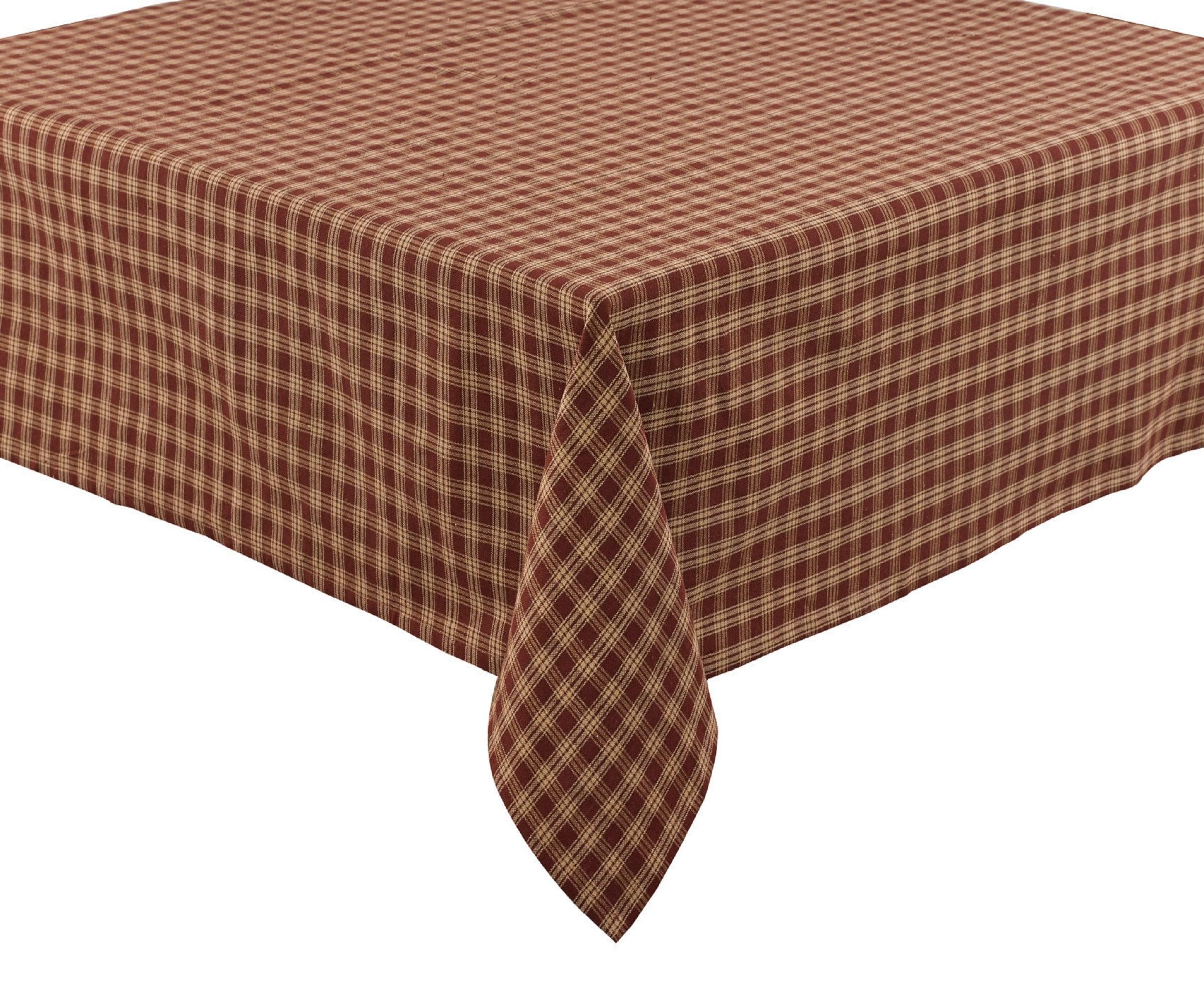 Rustic Red and Tan Plaid Cotton Tablecloth 54" x 54"