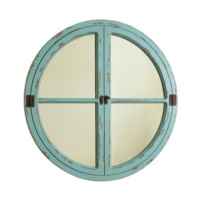 Park Designs Sea Green Round Window Wood Mirror 27.75"H