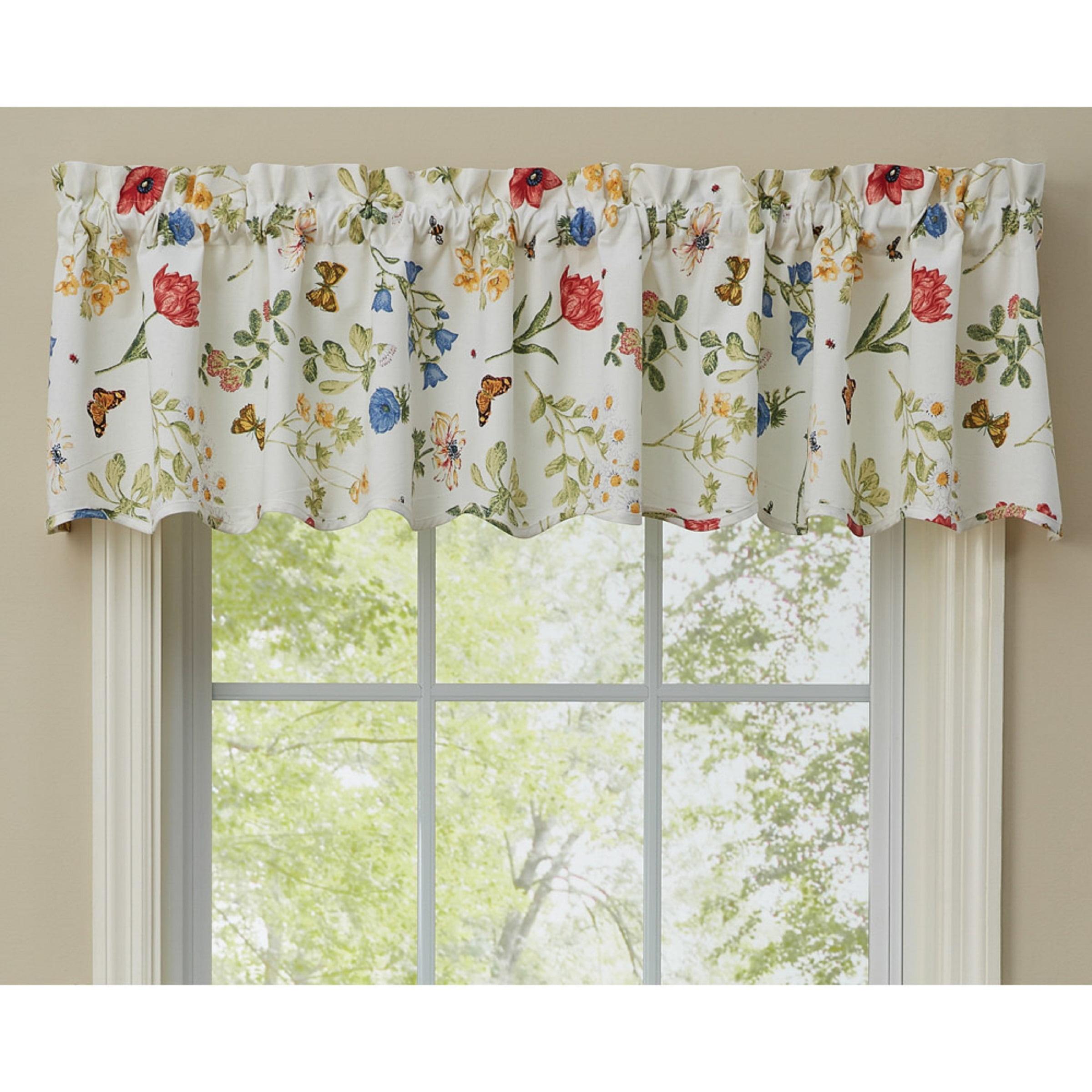 Wildflower Botanical Print Cotton Valance Curtain