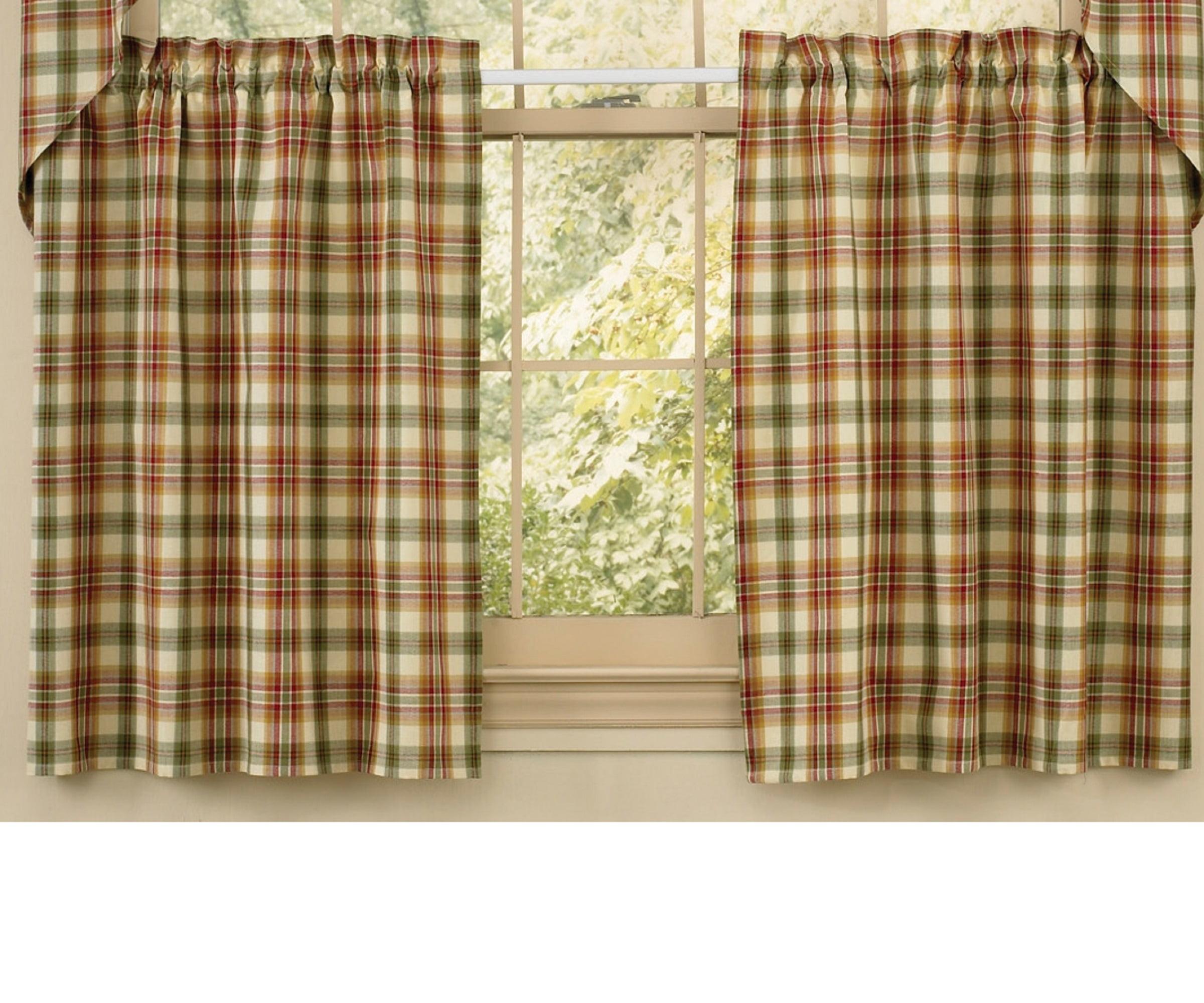 Red Plaid Cotton Rod Pocket Window Tiers