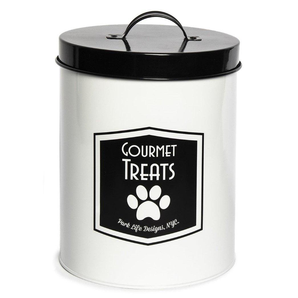 Large White and Black Metal Airtight Food Canister