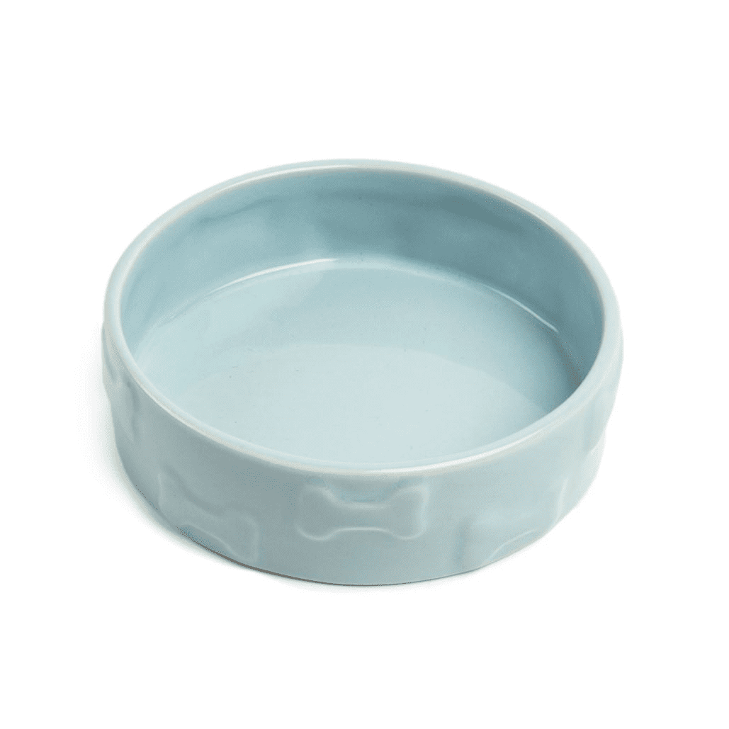 Large Blue Ceramic Anti-Skid Pet Bowl with Bone Design