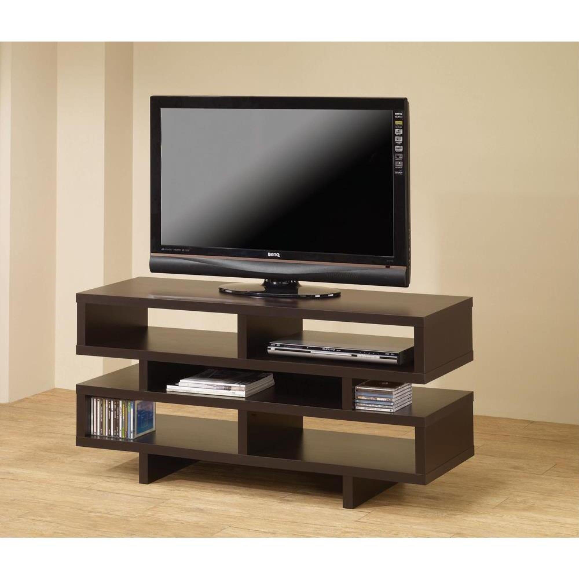 Modern Cappuccino Brown TV Console with Open Storage