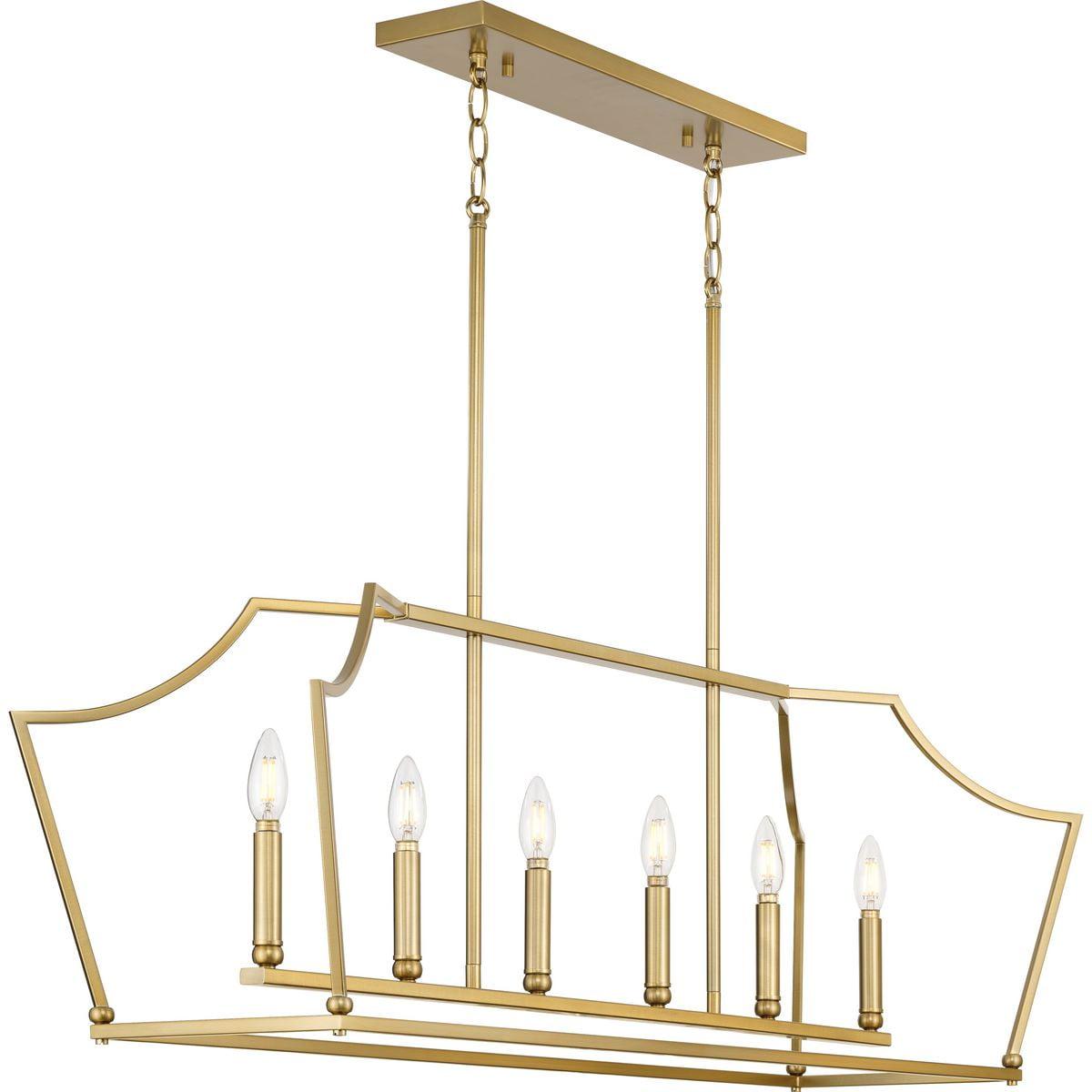 Brushed Bronze Six-Light Linear Island Chandelier