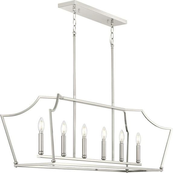 Progress Lighting Parkhurst 6-Light Linear Chandelier, Brushed Nickel, No Shade