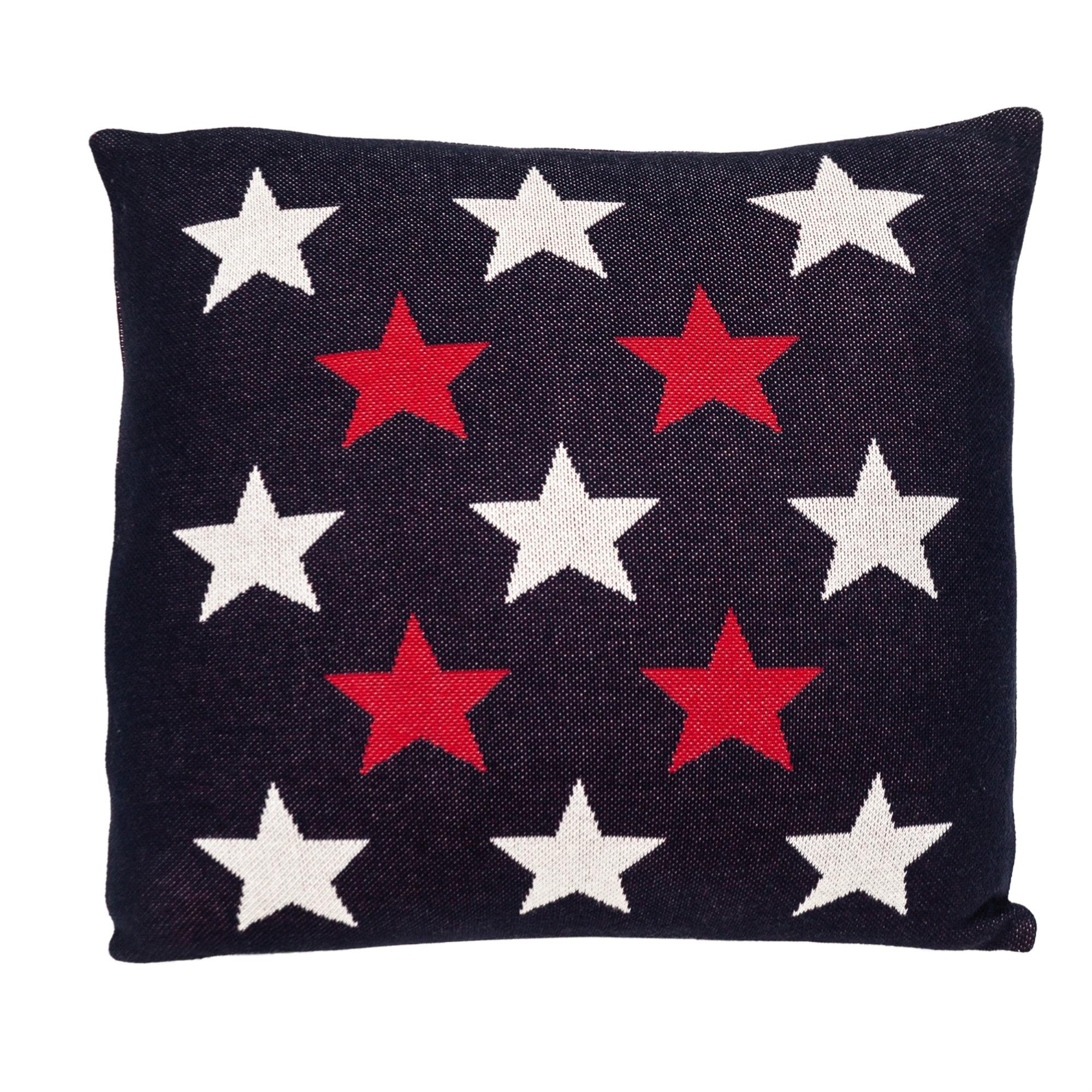 Parkland Collection 20x20" Stars Cotton Throw Pillow in Navy Blue/Red