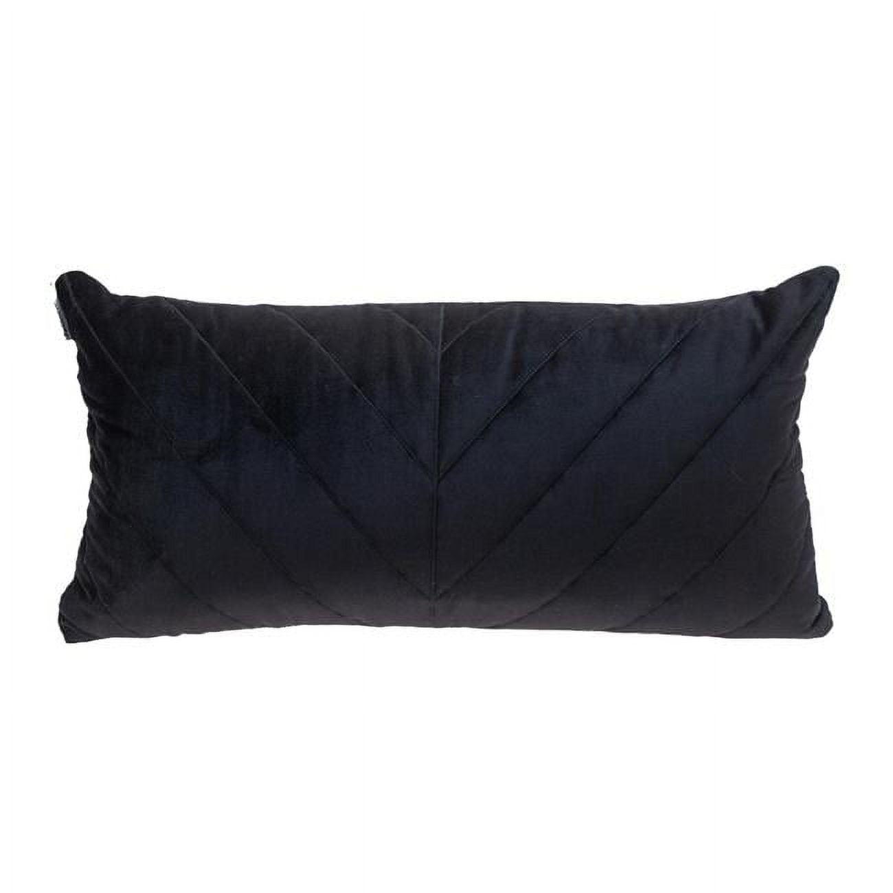 Symmetry Stitched Black Velvet Decorative Throw Pillow 12" x 24"