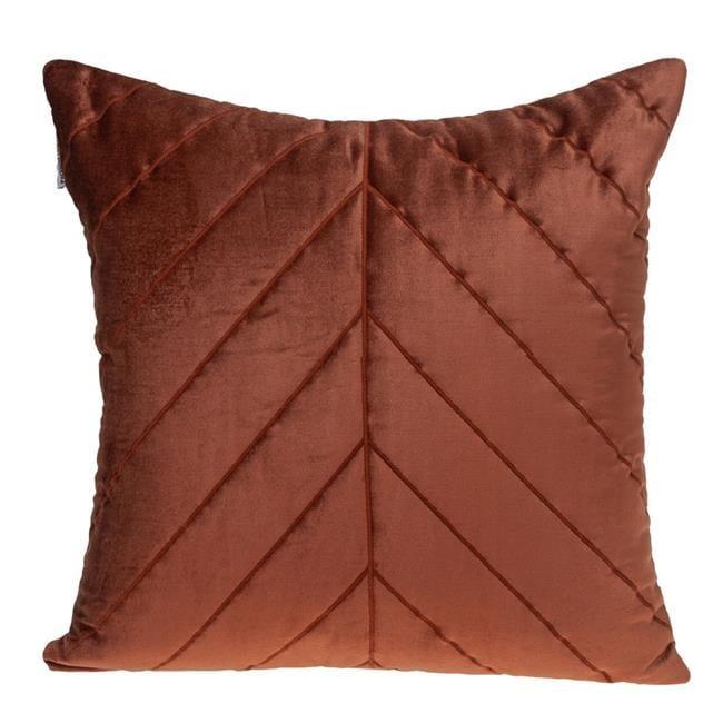 Burnt Orange Geometric Stitched Velvet Square Pillow