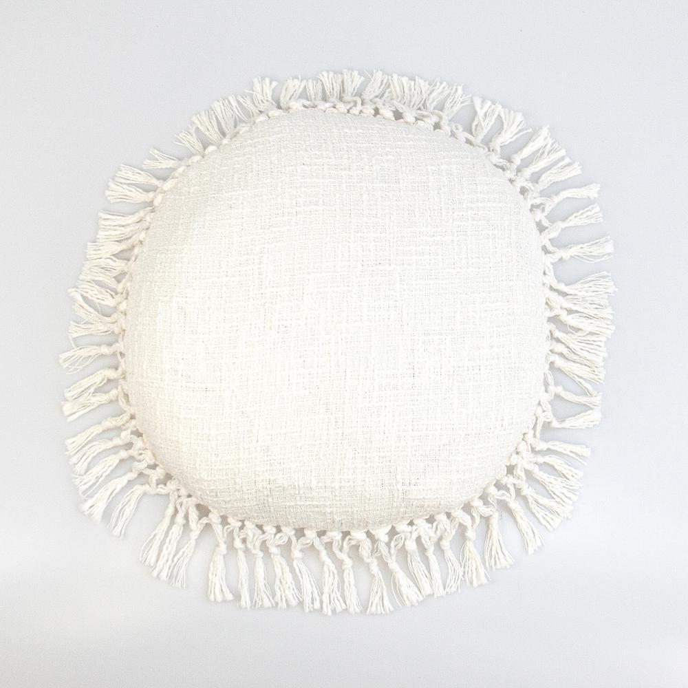 Parkland Collection Transitional Solid White Round 18" X 18" Pillow