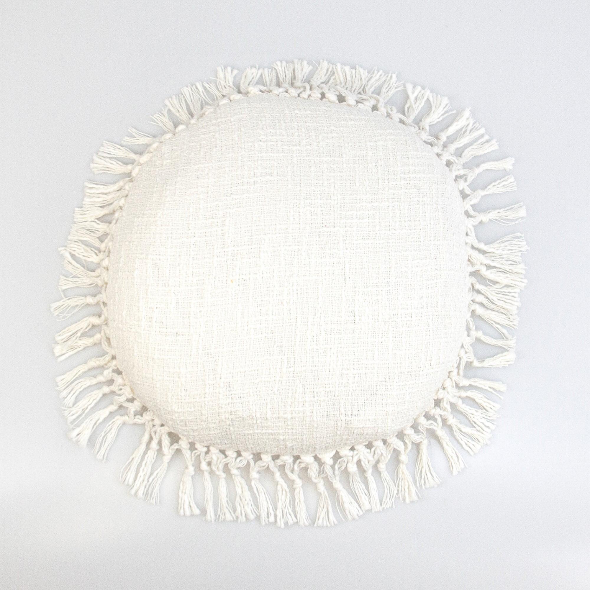 Cream Cotton Tassel Square 18" x 18" Floor Pillow