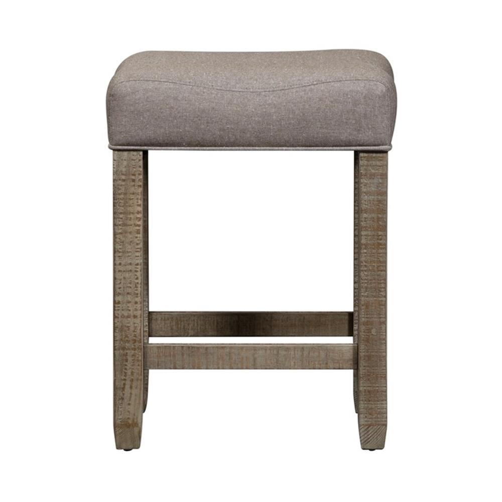 Parkland Light Brown Pine Counter Stool with Upholstered Seat