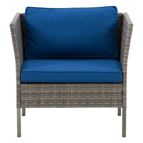 Patio Arm Chair with Cushions - Gray/Blue - CorLiving