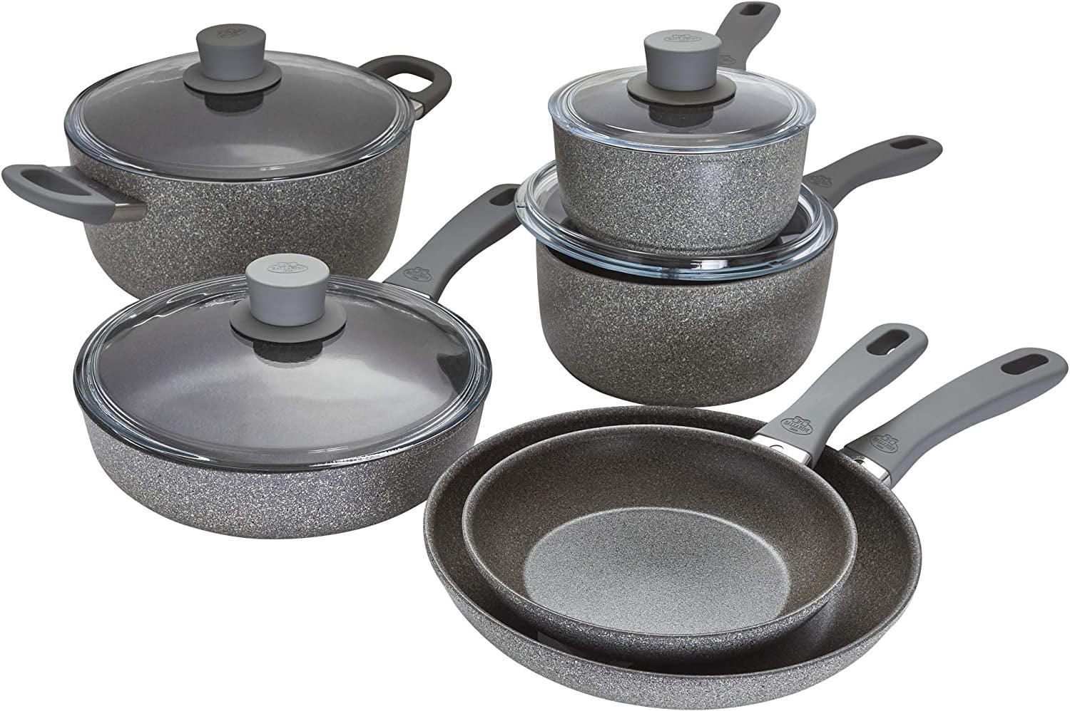 Parma Plus 10-Piece Gray Aluminum Nonstick Cookware Set