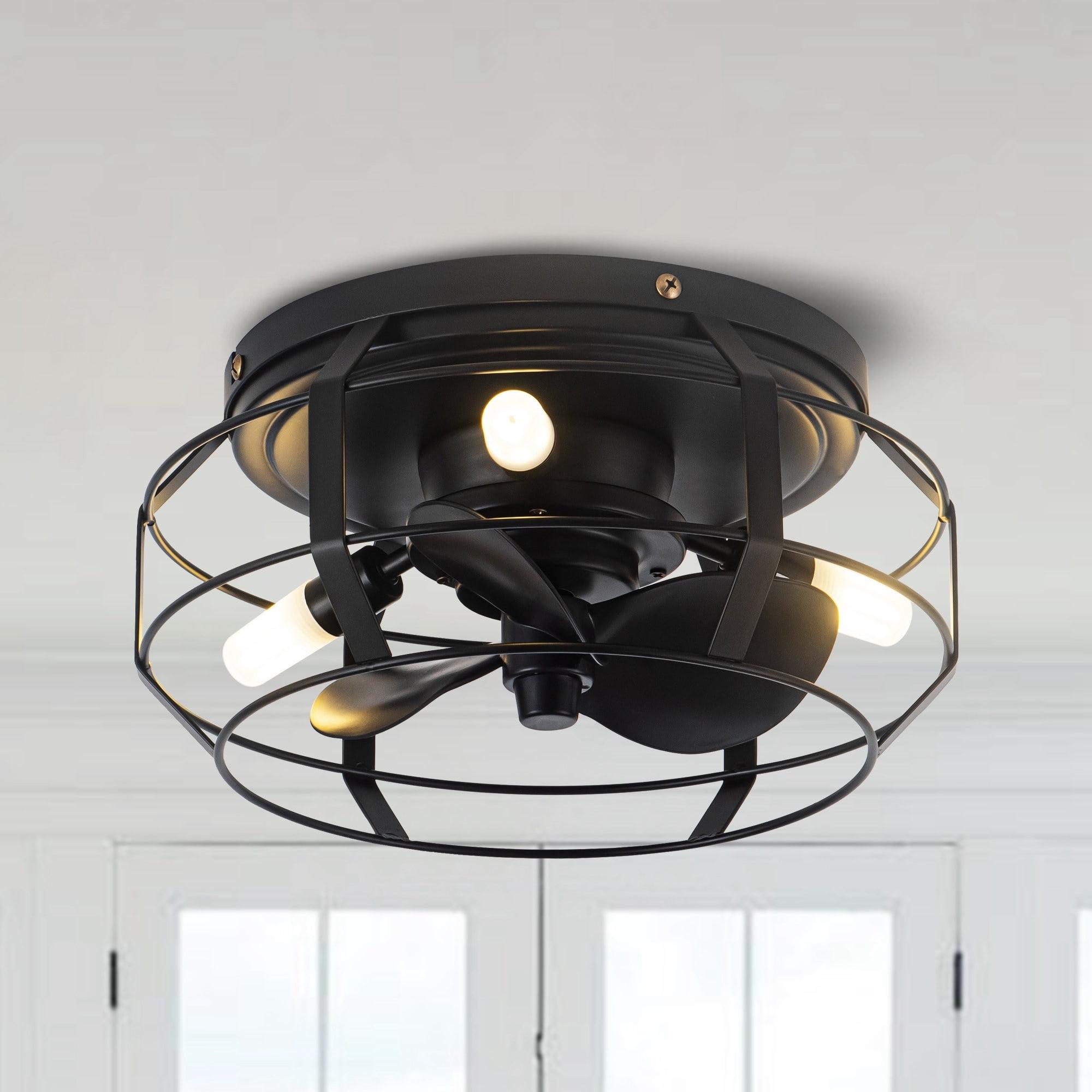 Parrot Uncle 12.2" Modern Black Bladeless Fan Flush Mount Ceiling Fan