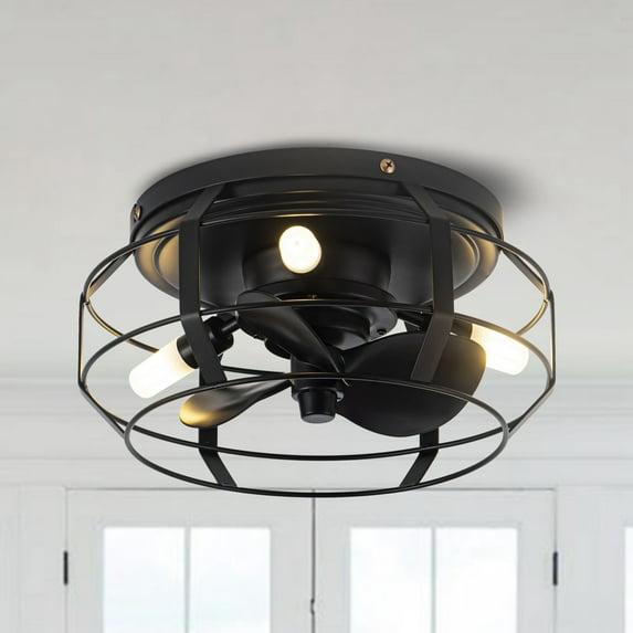 Parrot Uncle 12.2" Modern Black Bladeless Fan Flush Mount Ceiling Fan