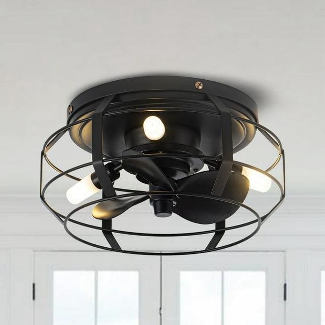 Parrot Uncle 12.2" Modern Black Bladeless Fan Flush Mount Ceiling Fan