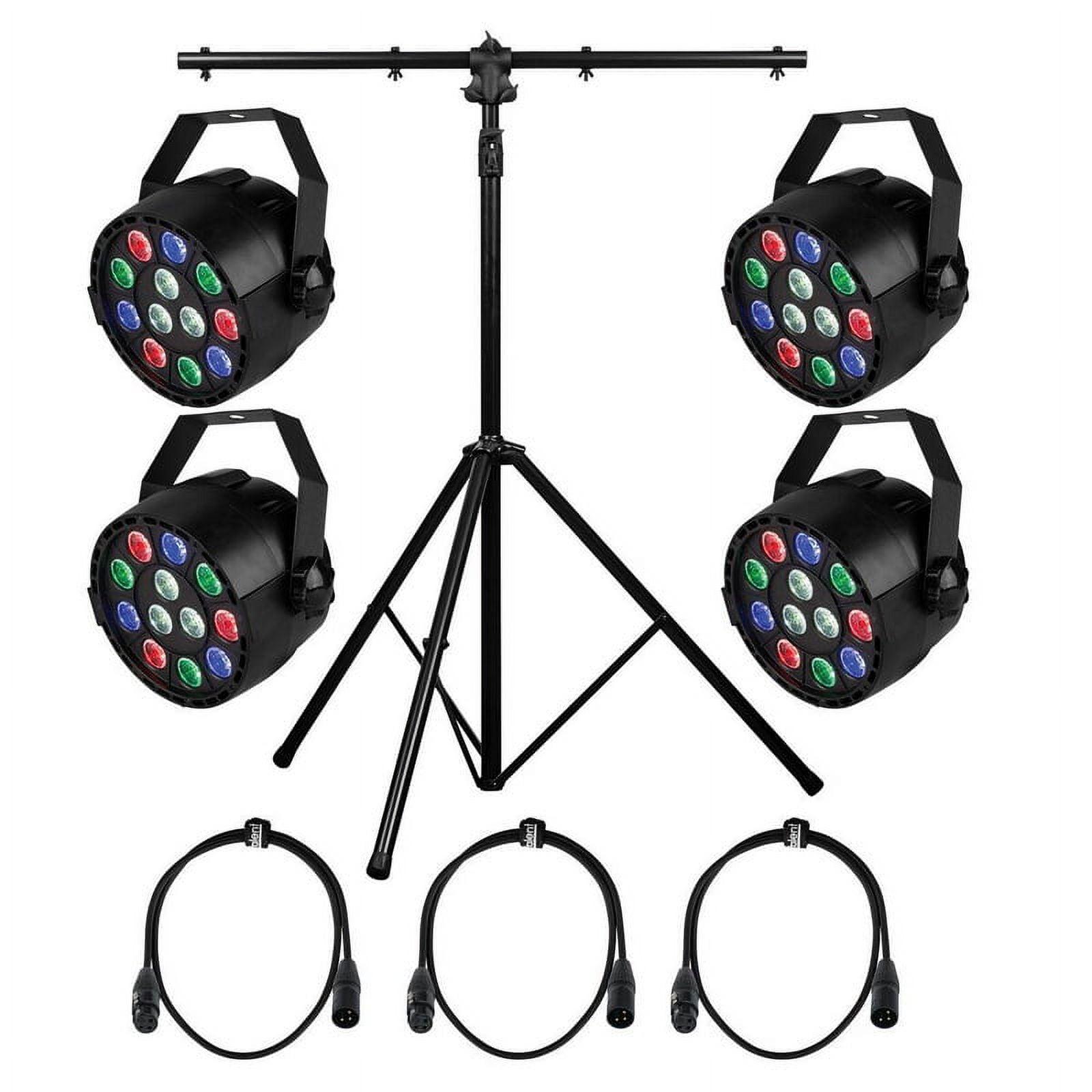 Parts Express Stage and Disco DJ Party Mini PAR LED Lighting Bundle Combo #10